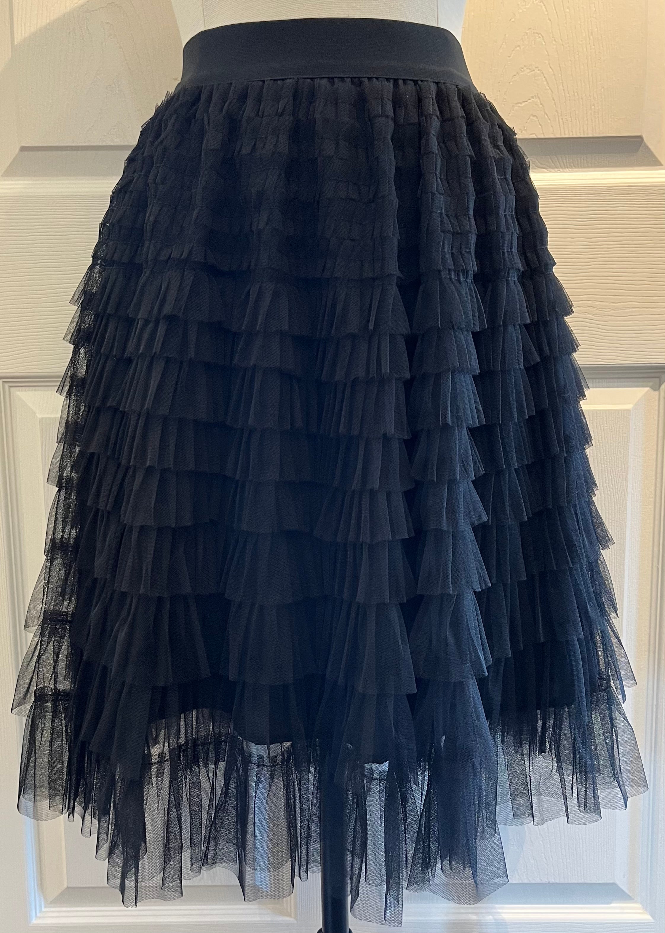 Black Tiered Knee Length Tulle Skirt