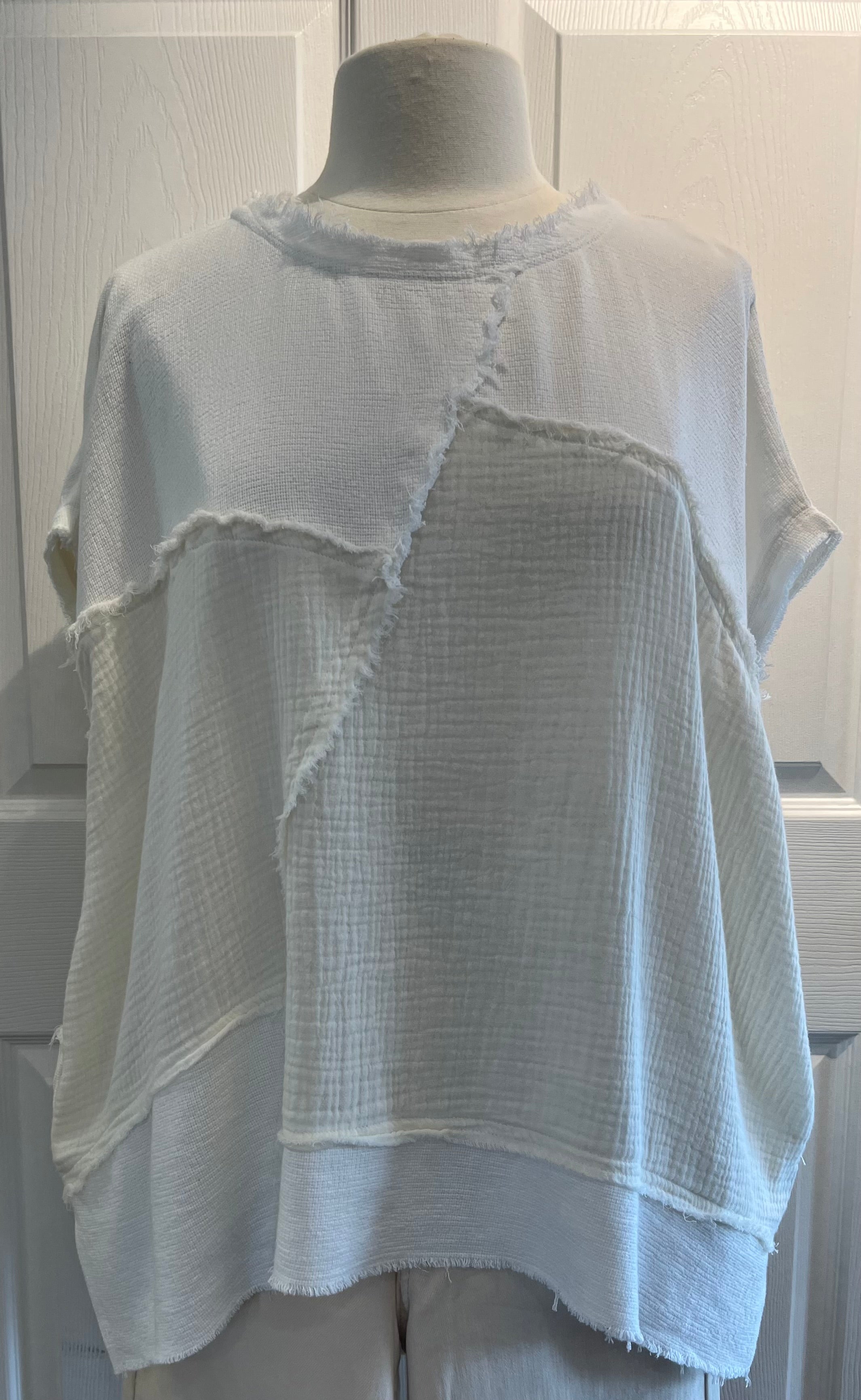 Mineral Washed Cream Oversized Woven Top
