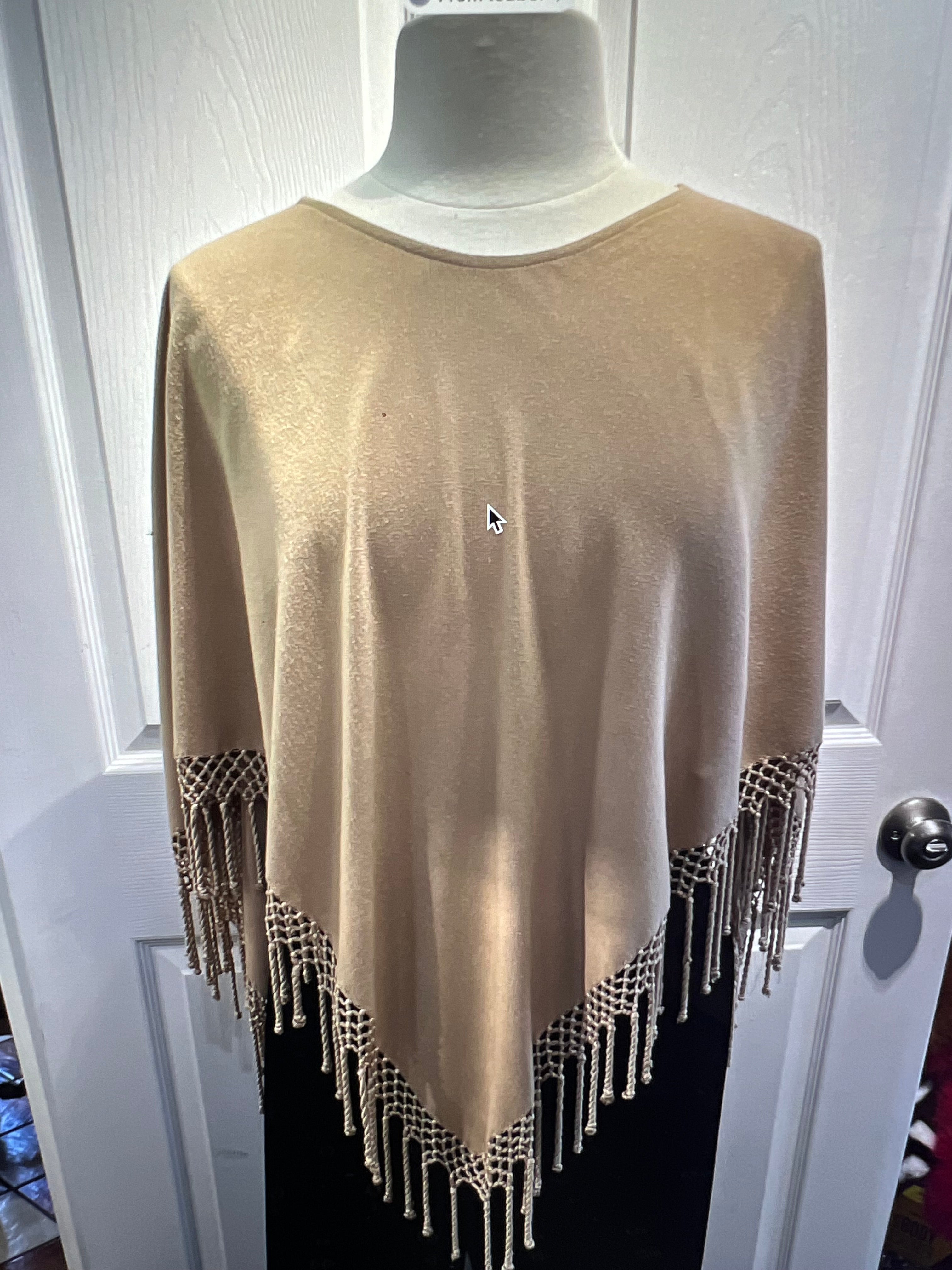 Fringed Poncho In Solid Colors