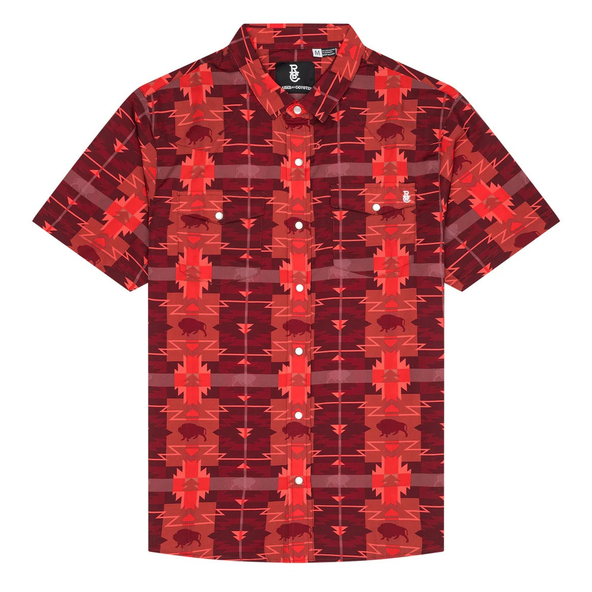 Raised by Coyotes Buffalo Plaid Red Pearl Snap