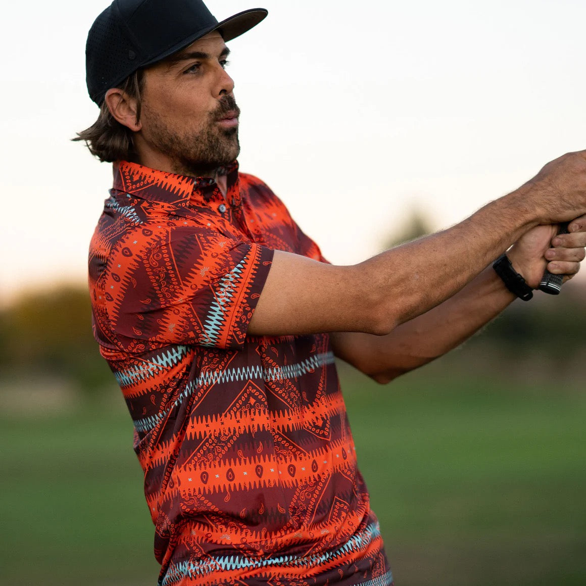 Raised by Coyotes Sunset Bandana Polo