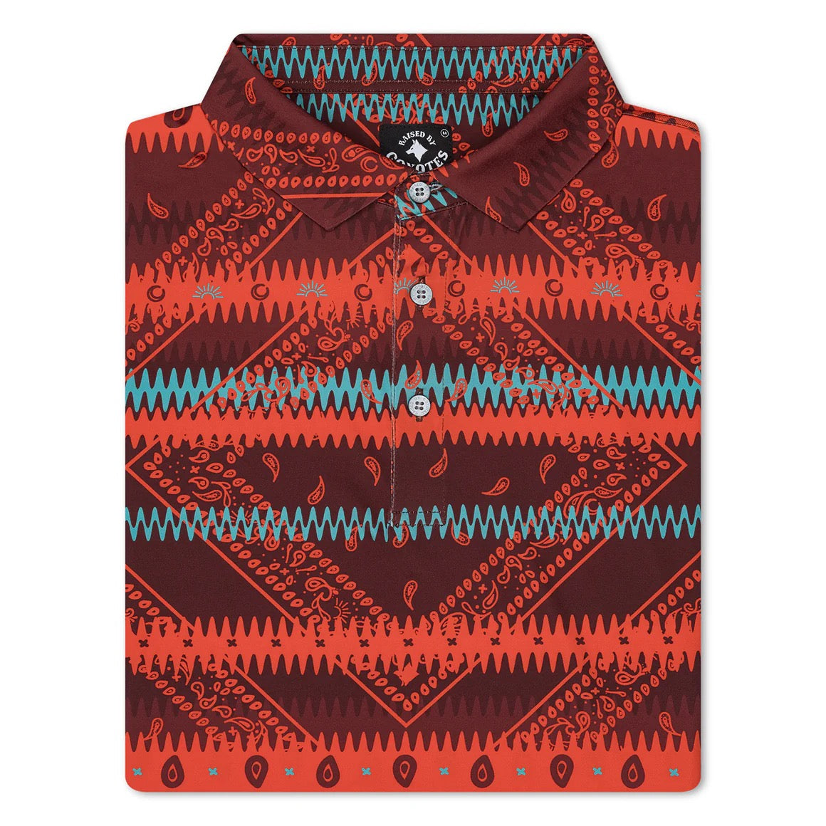 Raised by Coyotes Sunset Bandana Polo