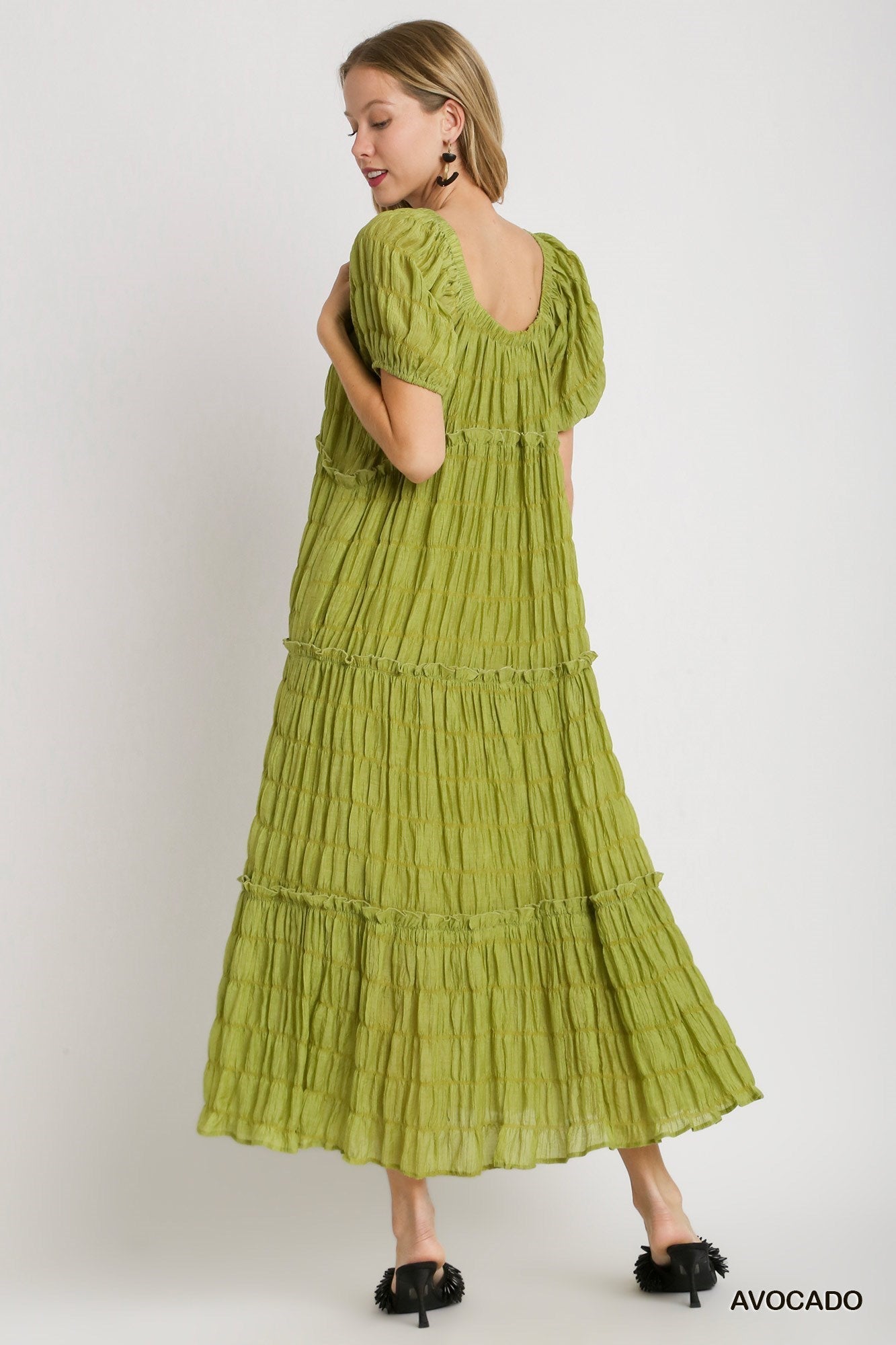 Avocado Green Tiered Maxi Dress