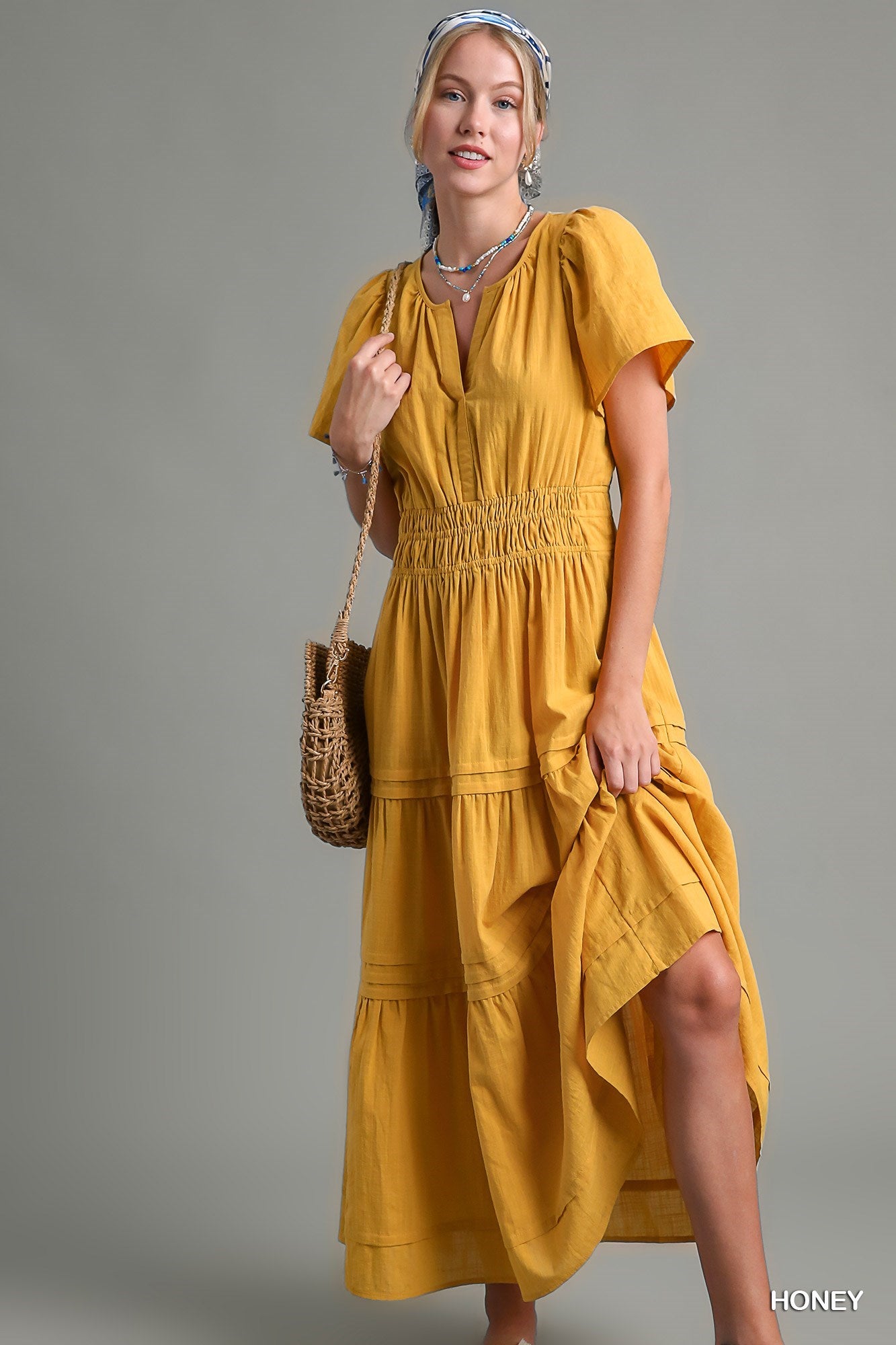 Honey Yellow Tiered Maxi Dress