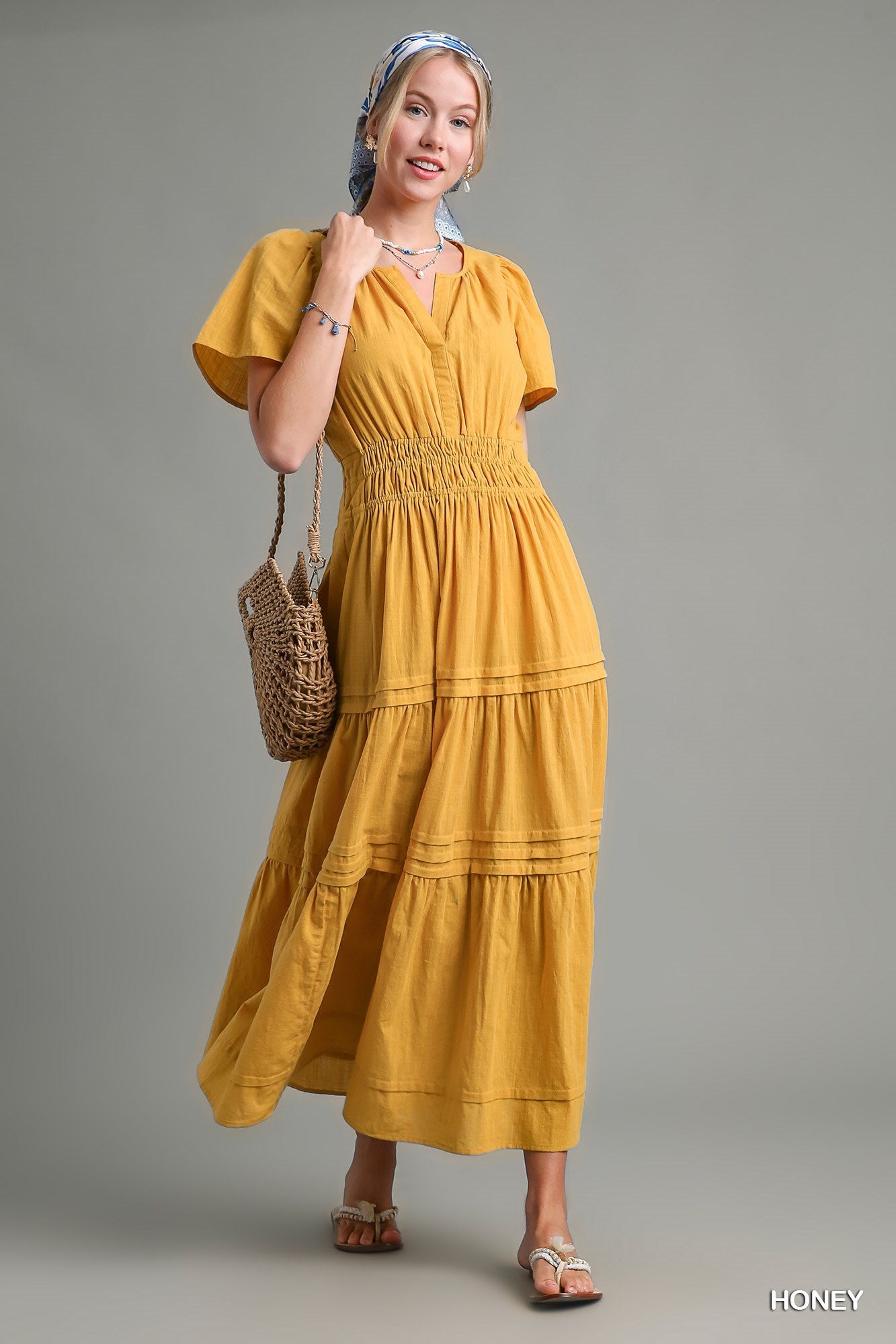 Honey Yellow Tiered Maxi Dress