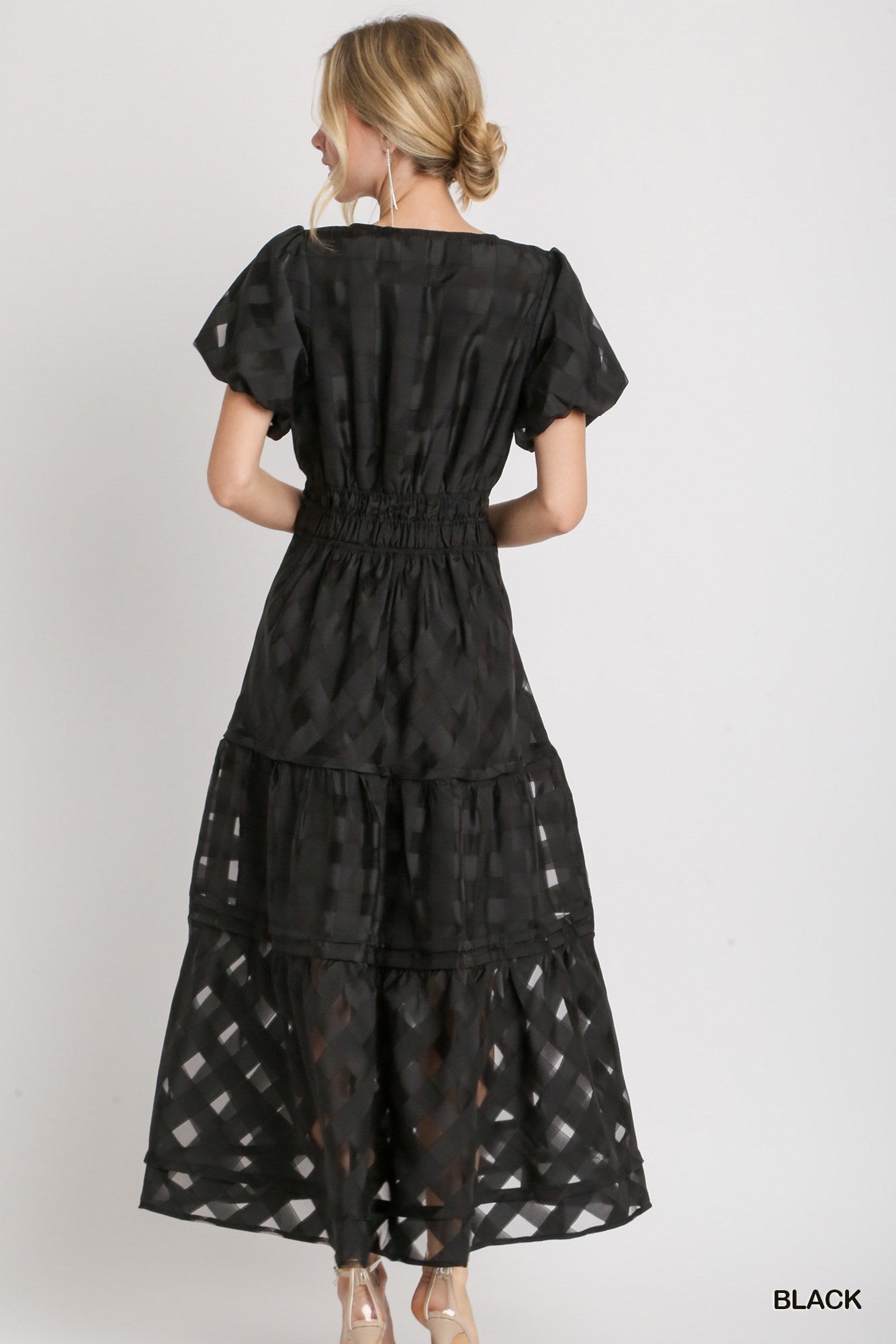 Black Organza Tiered Maxi Dress