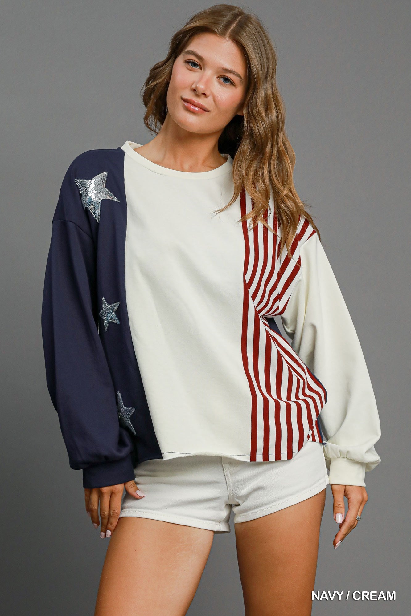 French Terry Patriotic USA Flag Top