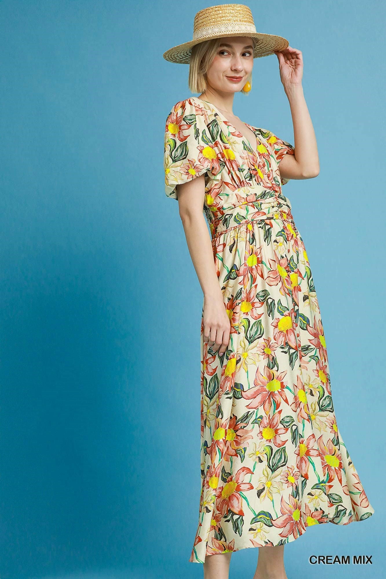 Cream Mix Floral Elegance Maxi Dress