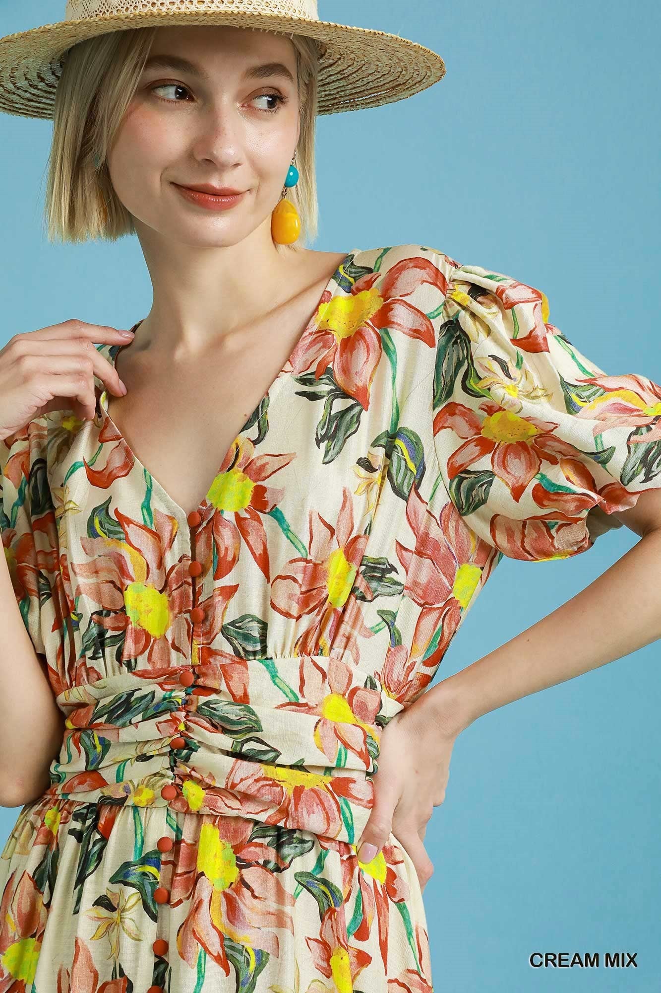 Cream Mix Floral Elegance Maxi Dress