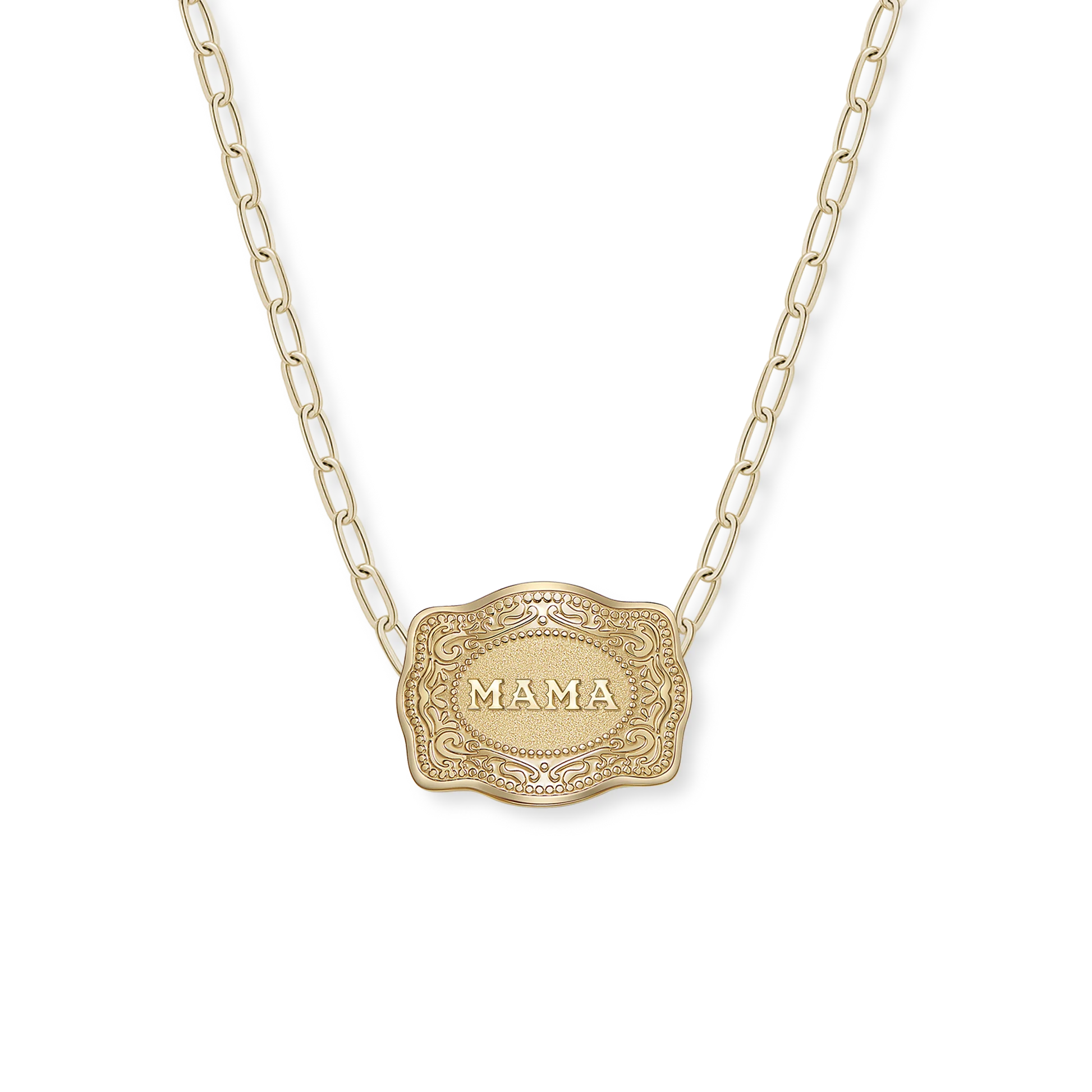 SpurWest Mini Belt Buckle Mama Necklace - Paper Clip Chain/ Gold
