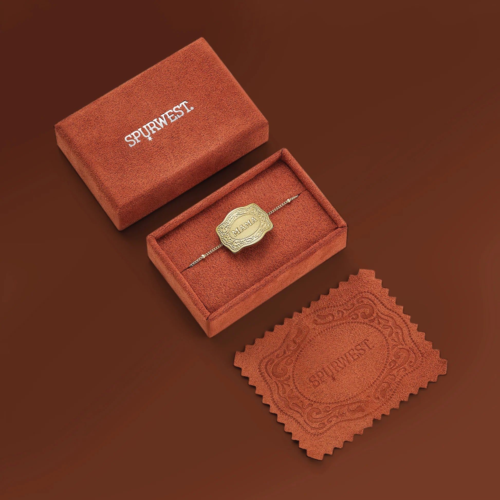 SpurWest Mini Belt Buckle Mama Necklace - Beaded Chain/ Gold