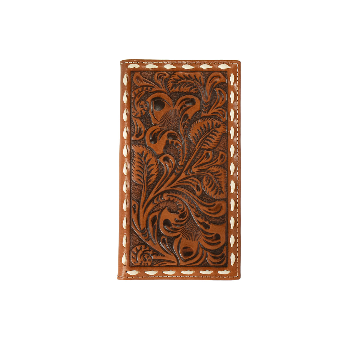 Tooled Leather Men's Rodeo Wallet In Tan