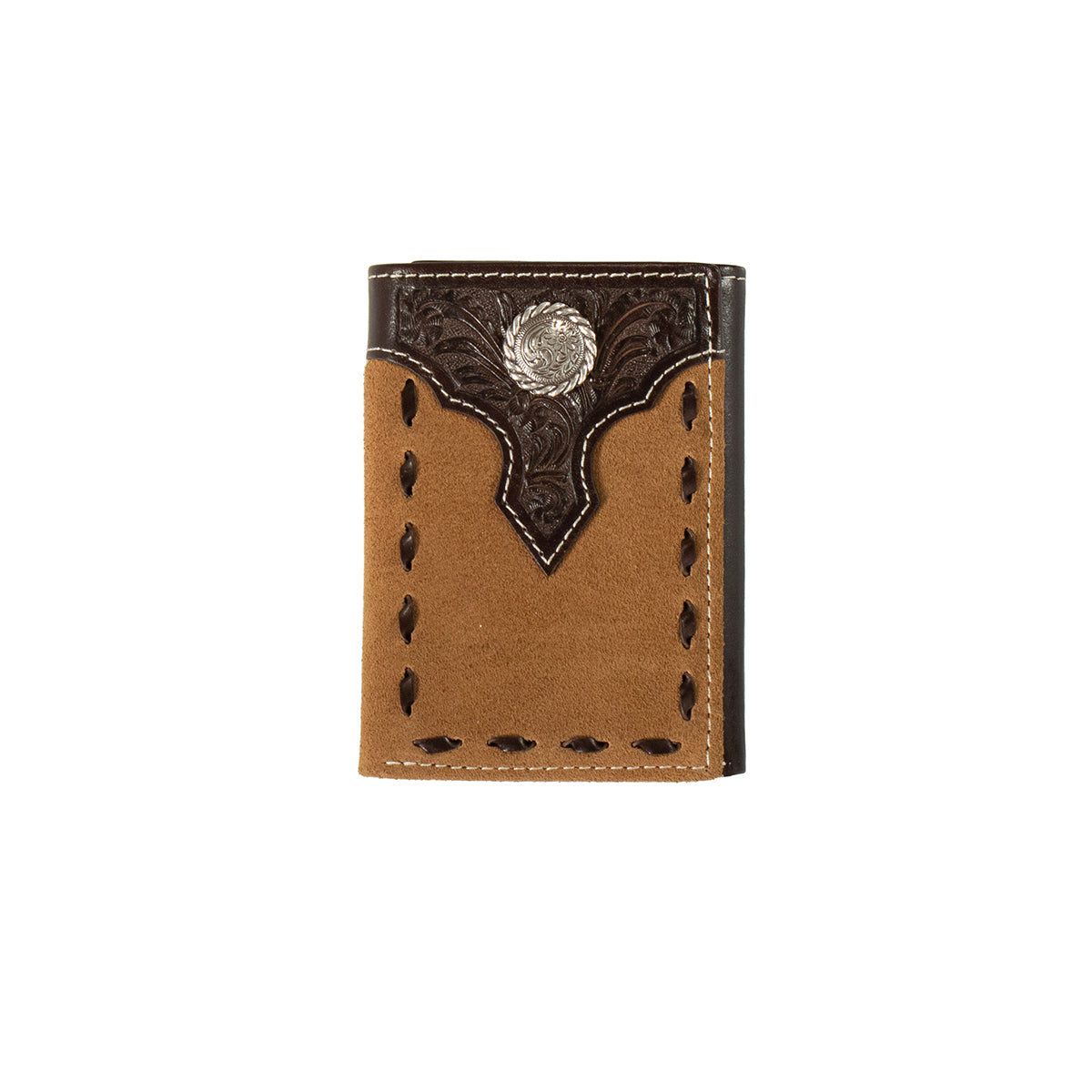 Men's Leather Gaucho Concho Trifold Wallet