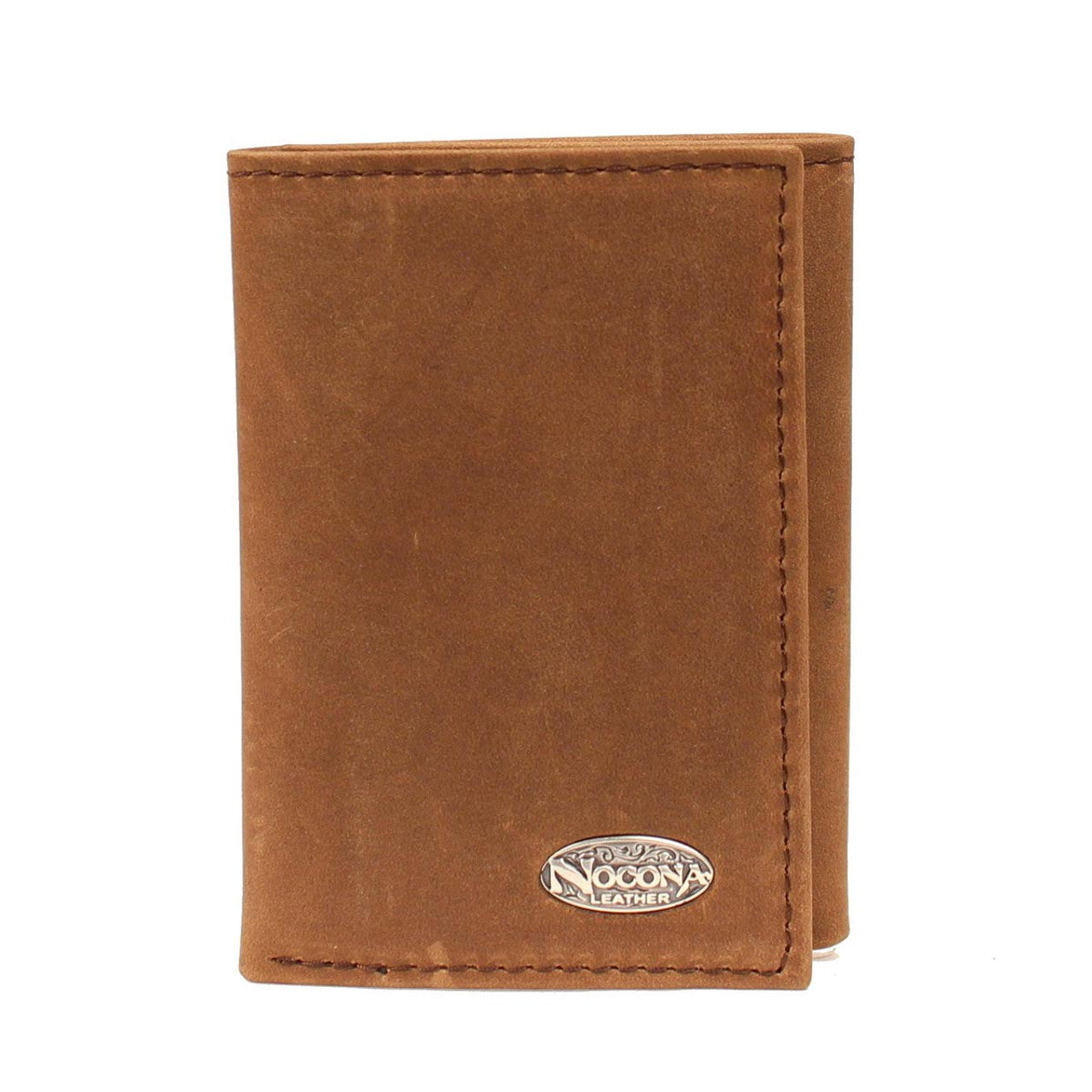 Nocona Men's Signature Trifold Medium Brown Distressed Leather Wallet