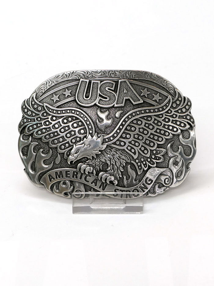Nocona American Strong USA Soaring Eagle Belt Buckle Antique Silver
