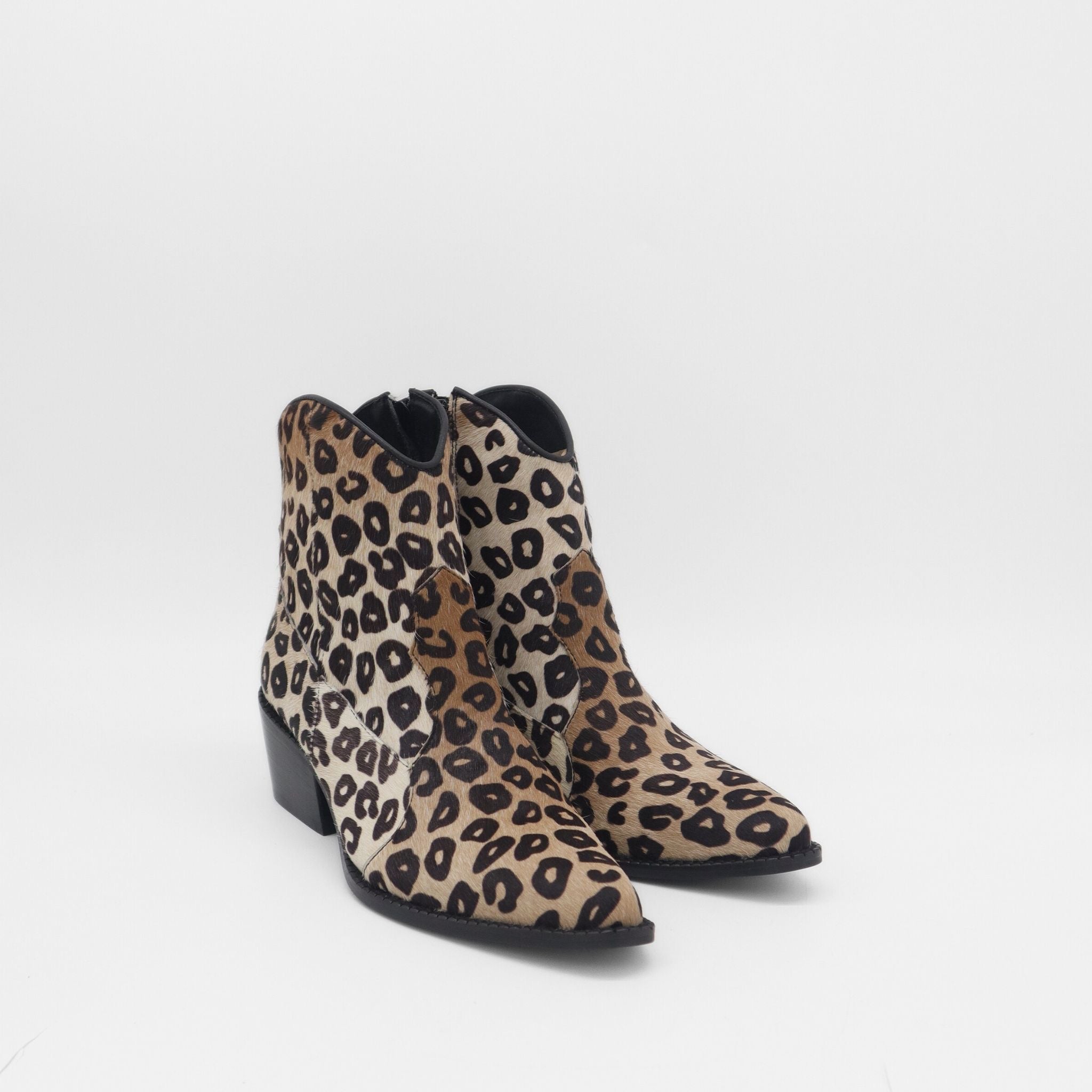 Leopard Print Cowhide  Western Booties