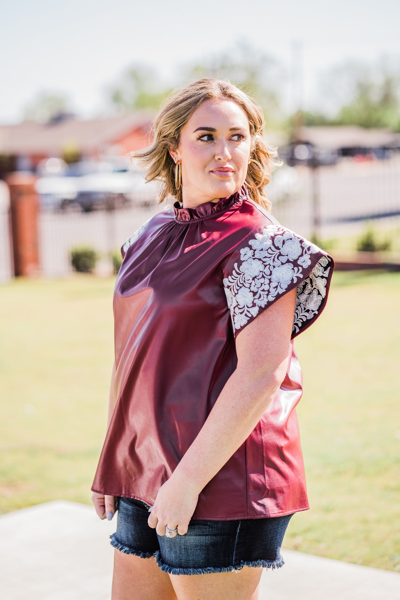 Maroon & White Northgate Top by Layerz