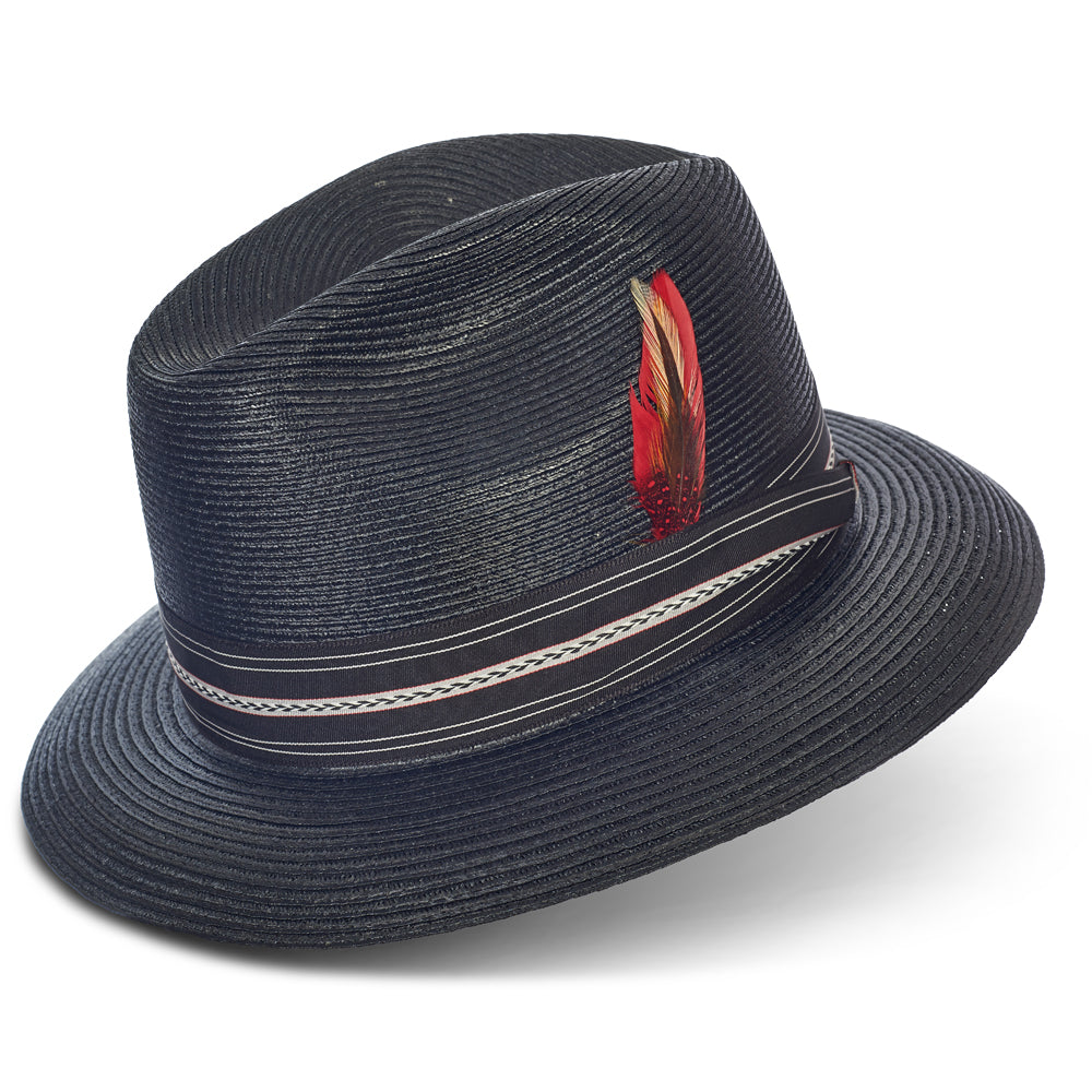 Pinzano Black Pinched Milan Straw Hat