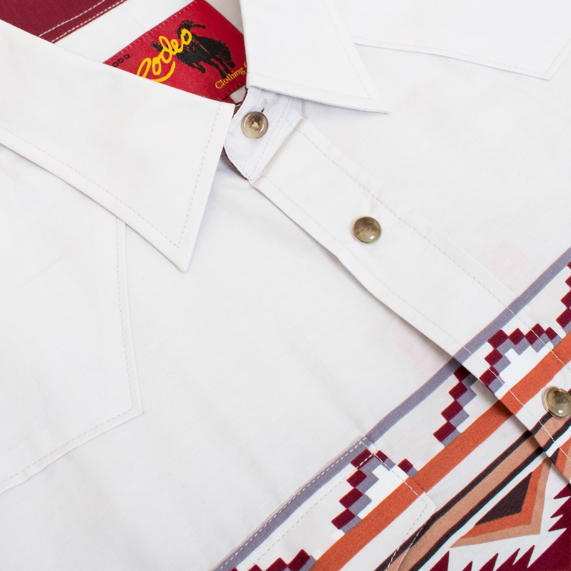 White & Red Solid Tribal Print Long Sleeve Shirt