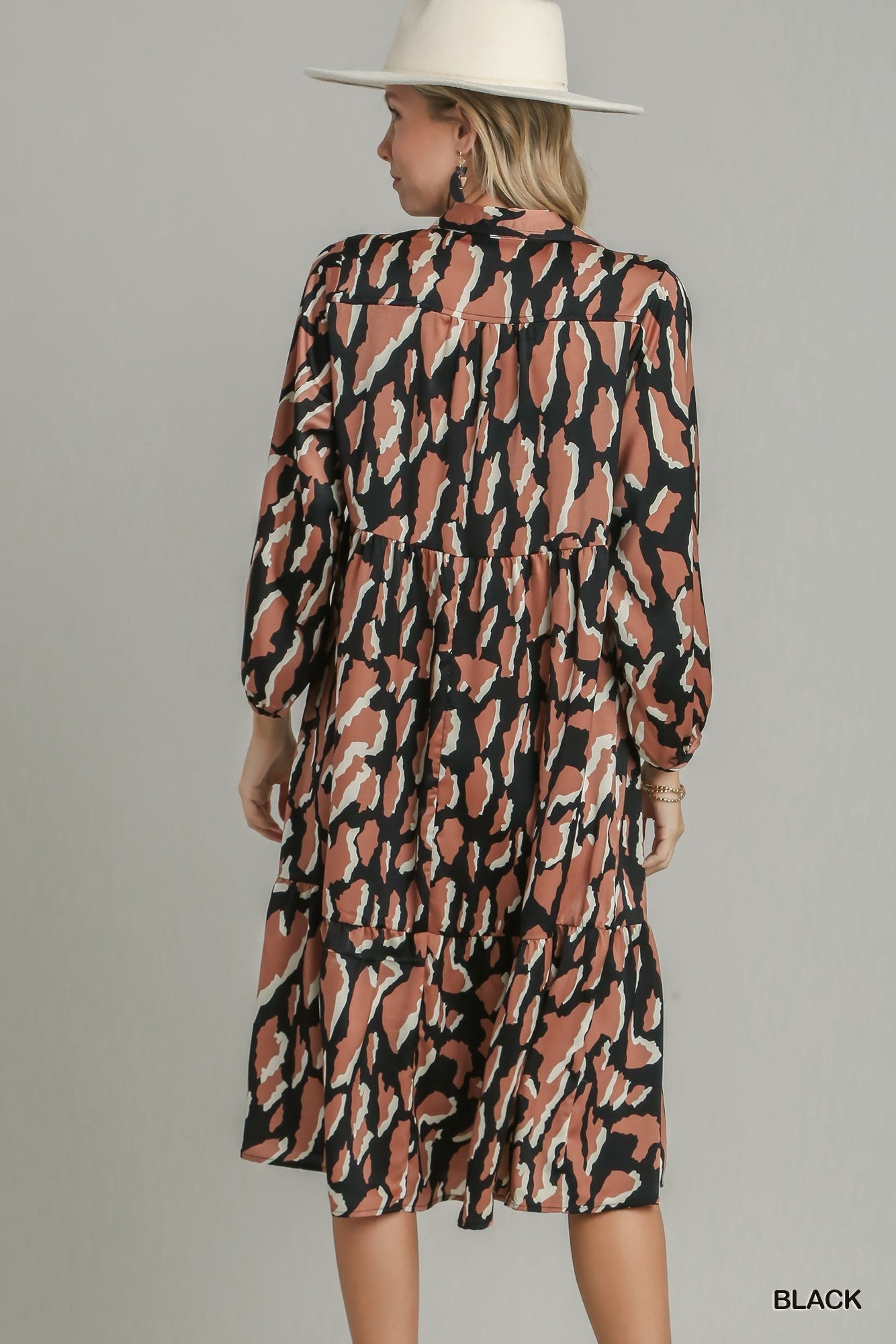 Black & Brown Animal Print Midi Dress