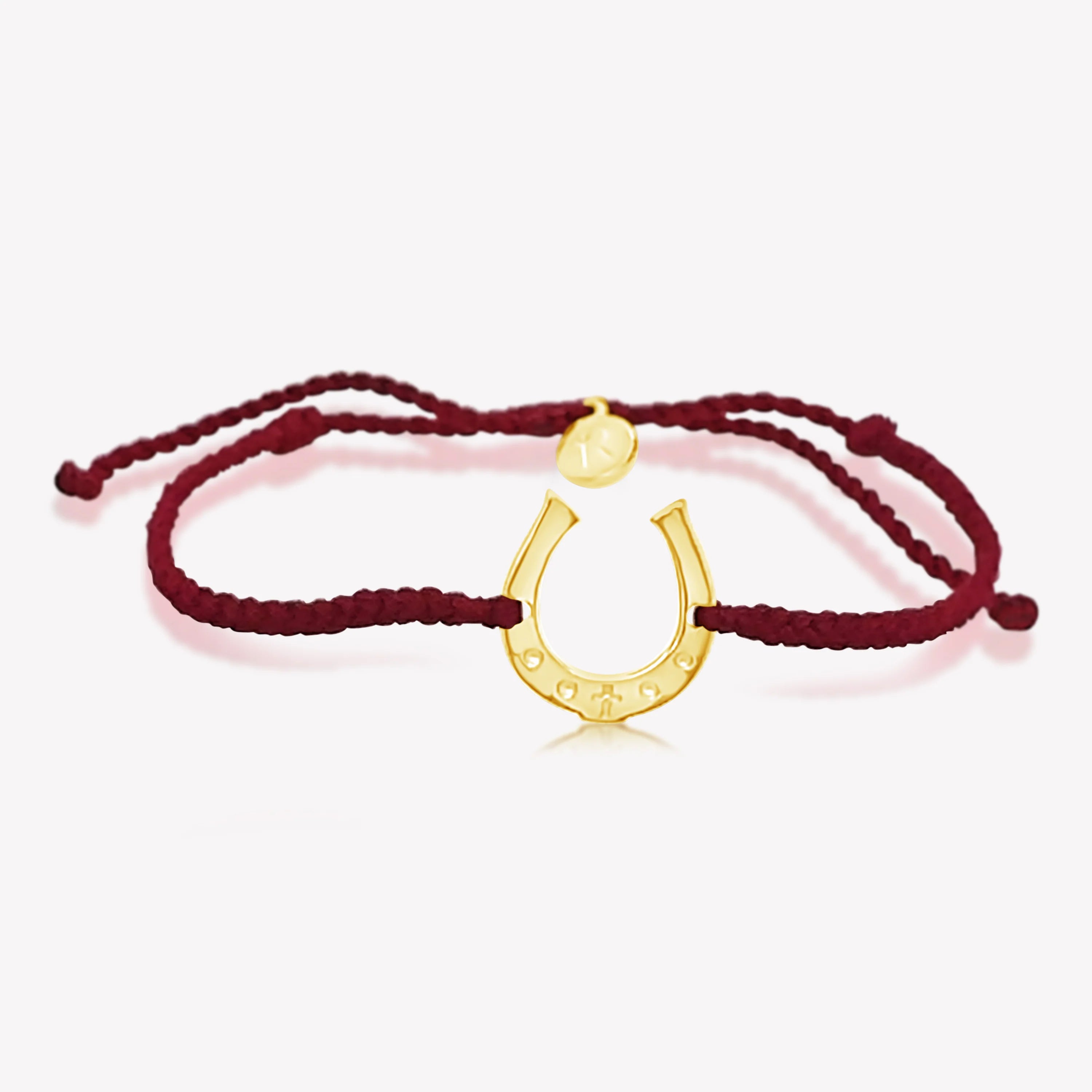 Horseshoe Garnet Cord Bracelet- Gold
