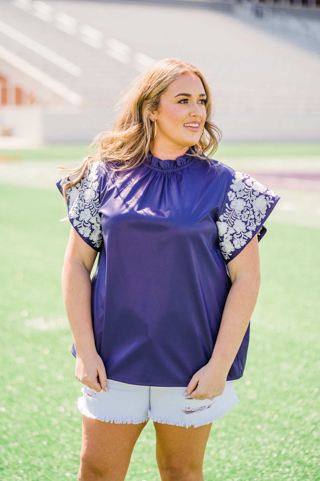 Purple & White Risinger Top by Layerz