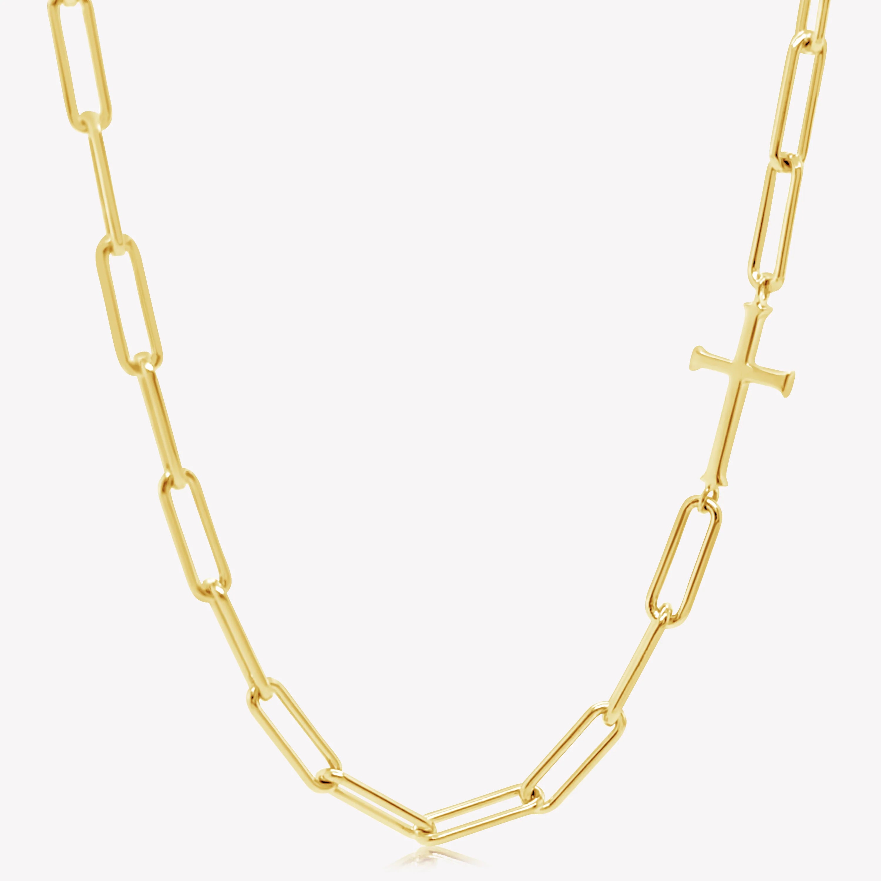 Chain Breaker Cross Necklace- Gold