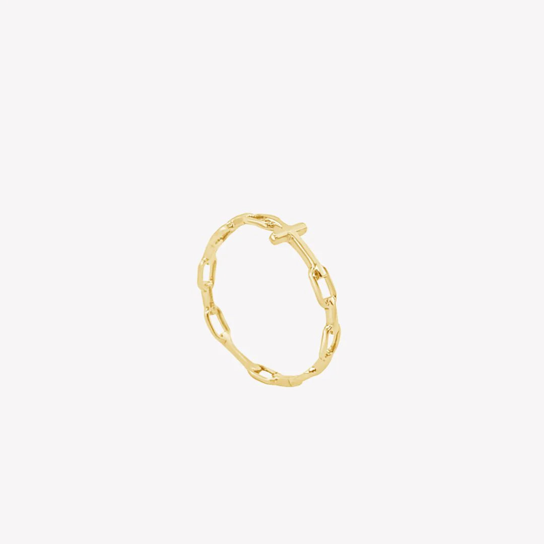Chain Breaker Cross Ring-Gold