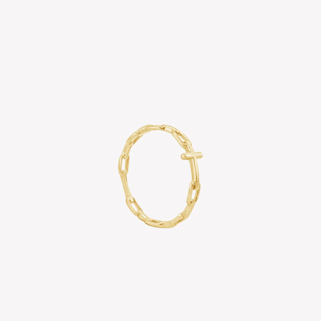 Chain Breaker Cross Ring-Gold
