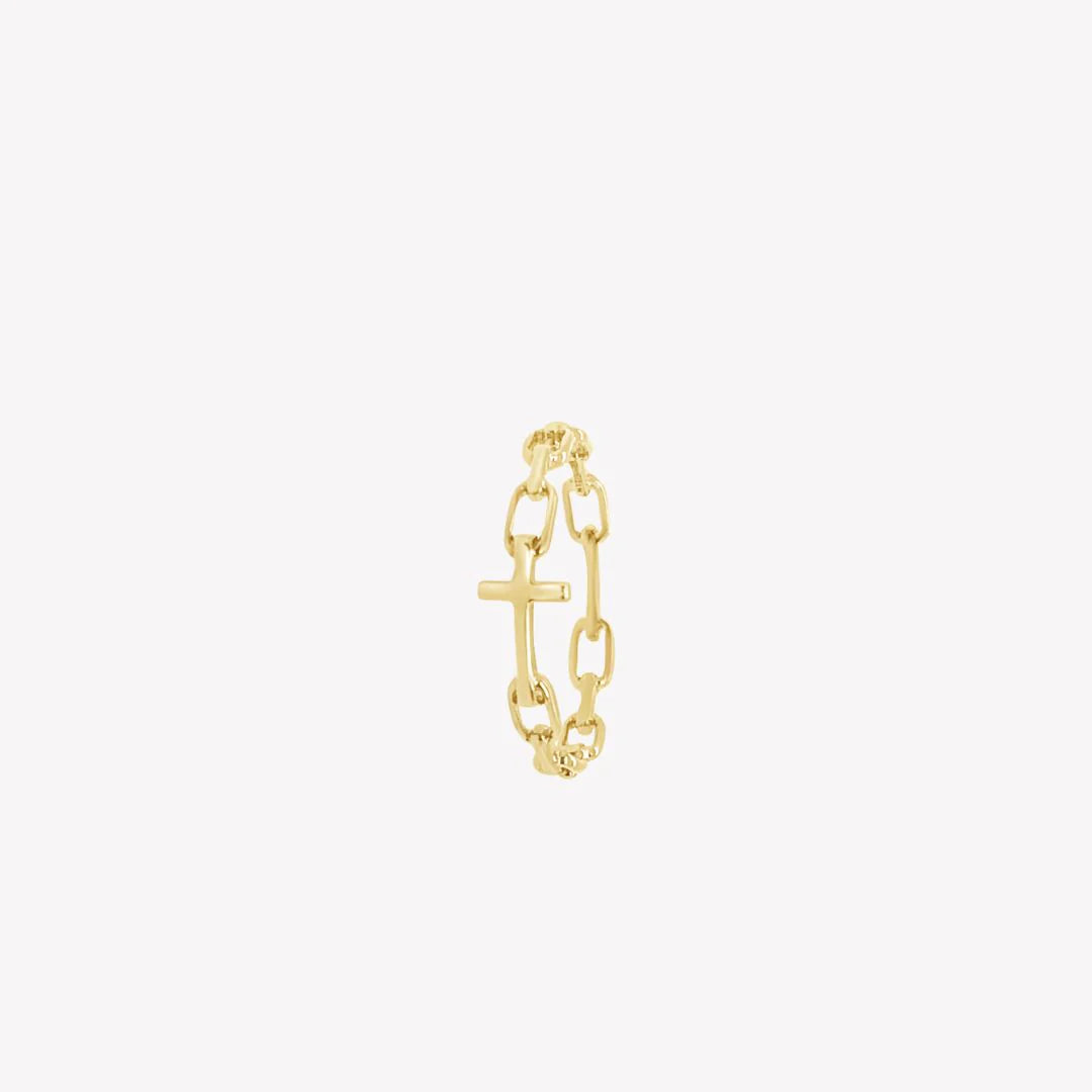 Chain Breaker Cross Ring-Gold
