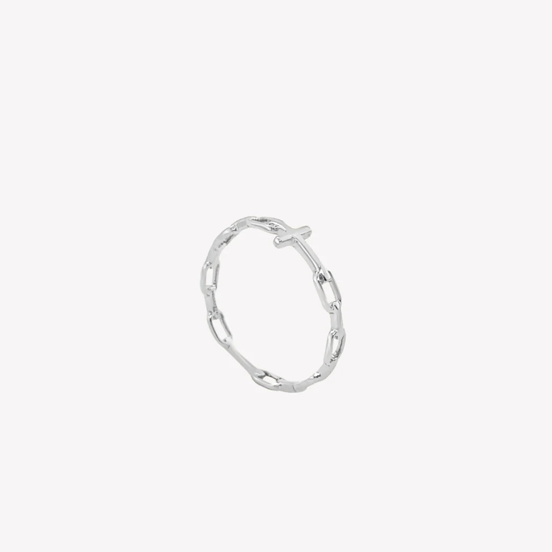 Chain Breaker Cross Ring-Silver