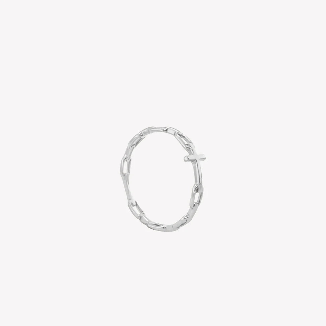 Chain Breaker Cross Ring-Silver