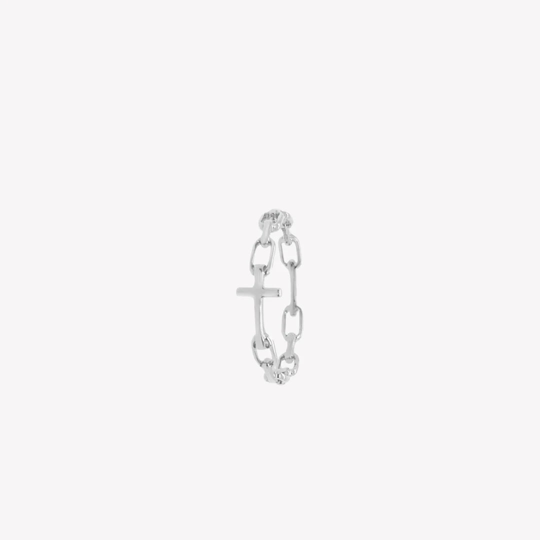 Chain Breaker Cross Ring-Silver