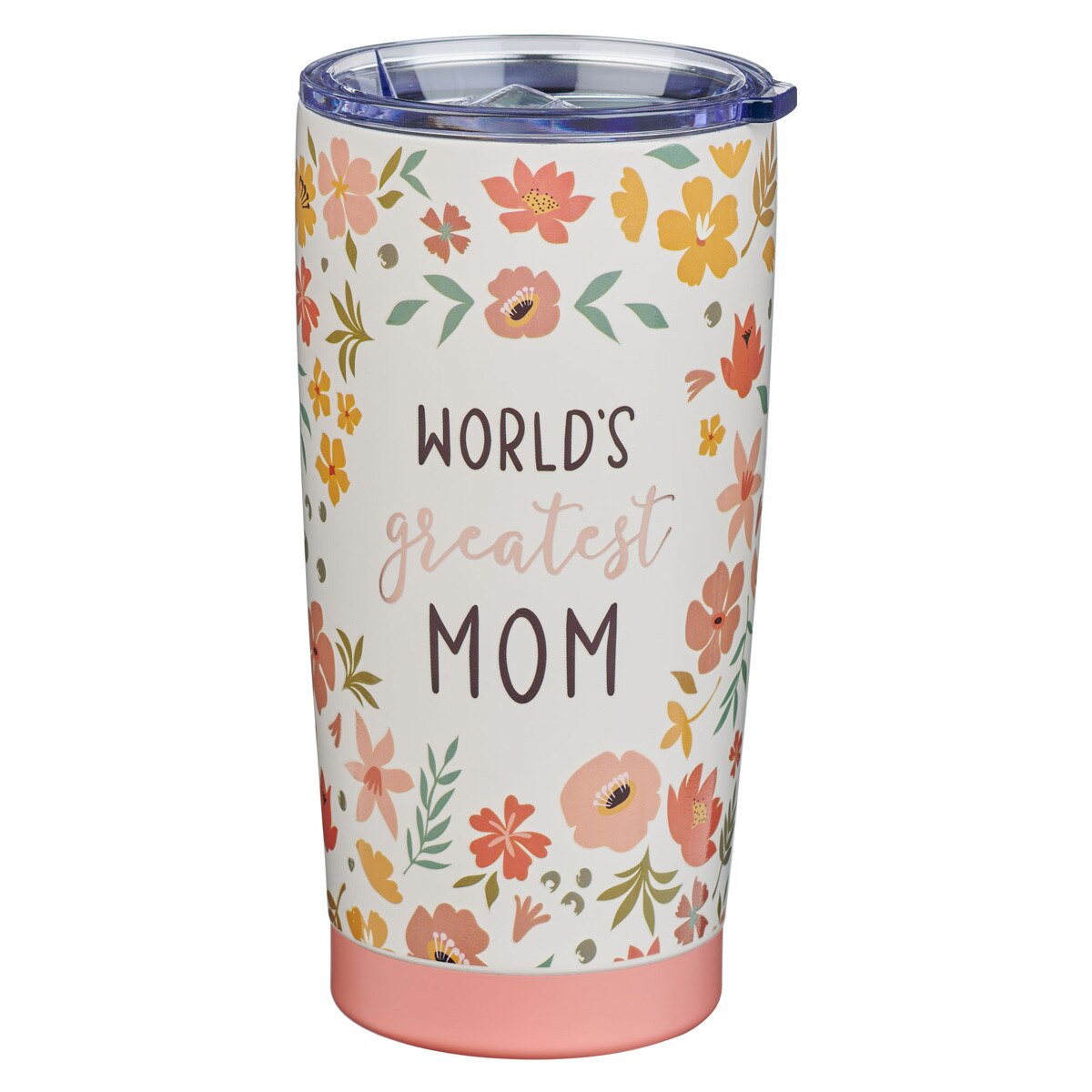World's Greatest Mom Peach Floral Stainless Steel Tumbler