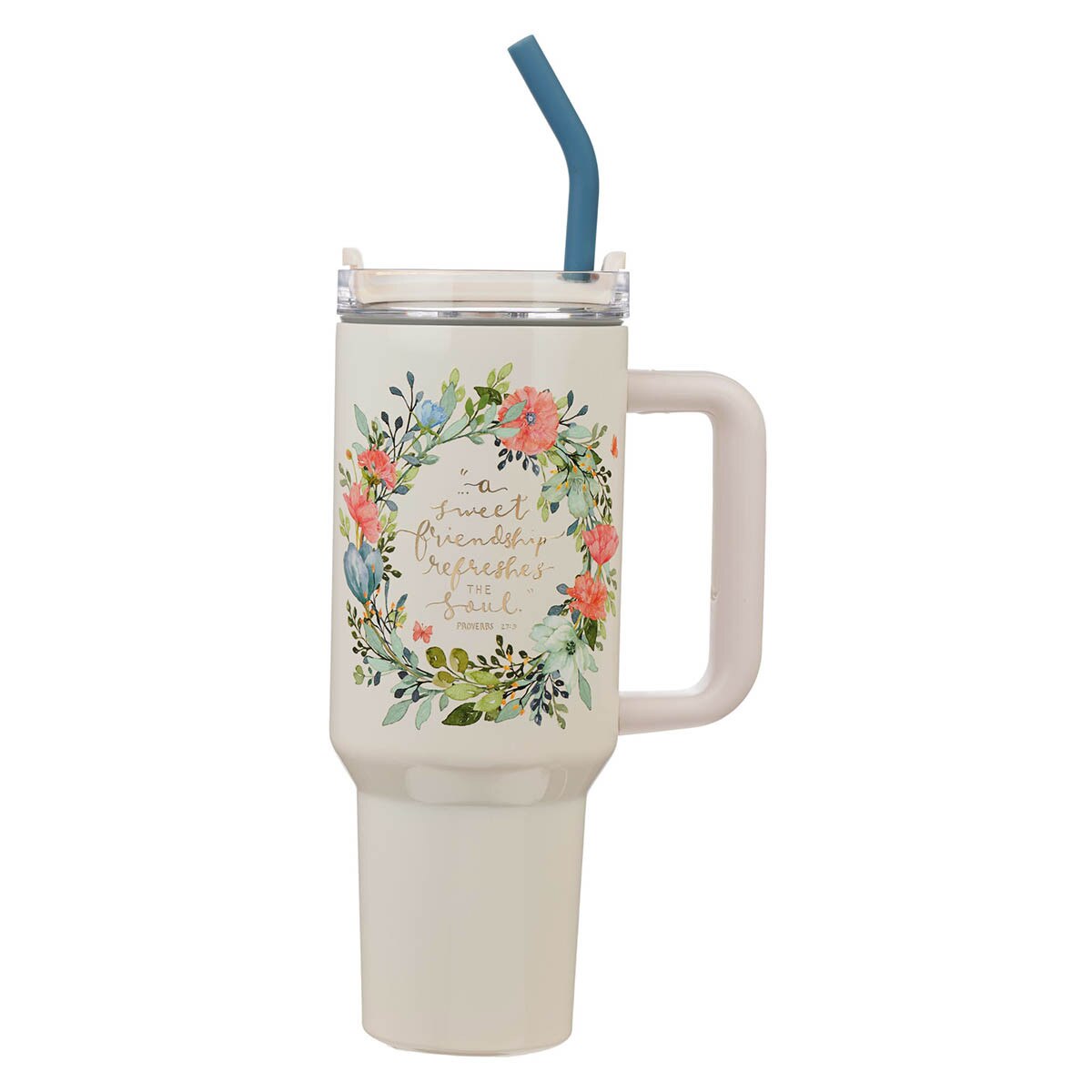 Sweet Friendship 40 oz Stainless Steel Tumbler with Straw - 27:9