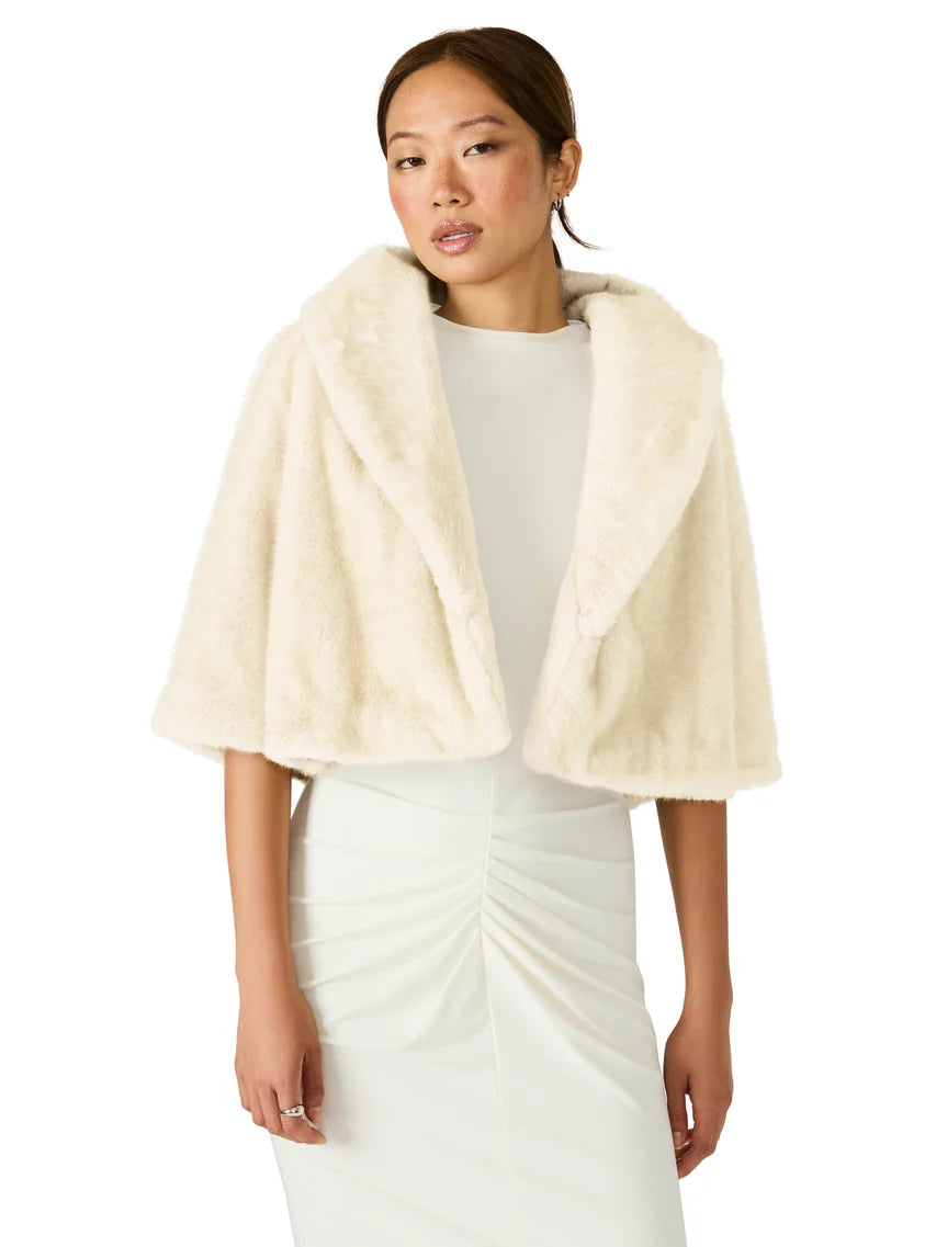 Hestia Cream Faux Fur Cropped Coat