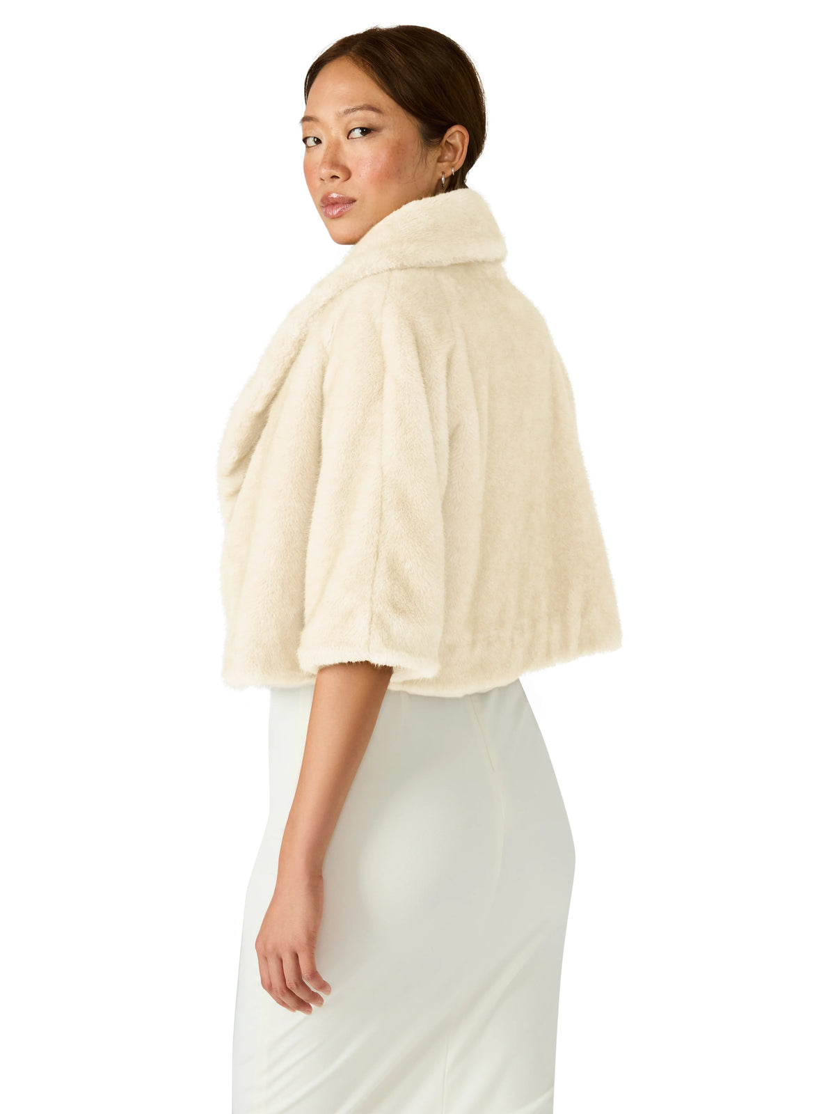 Hestia Cream Faux Fur Cropped Coat