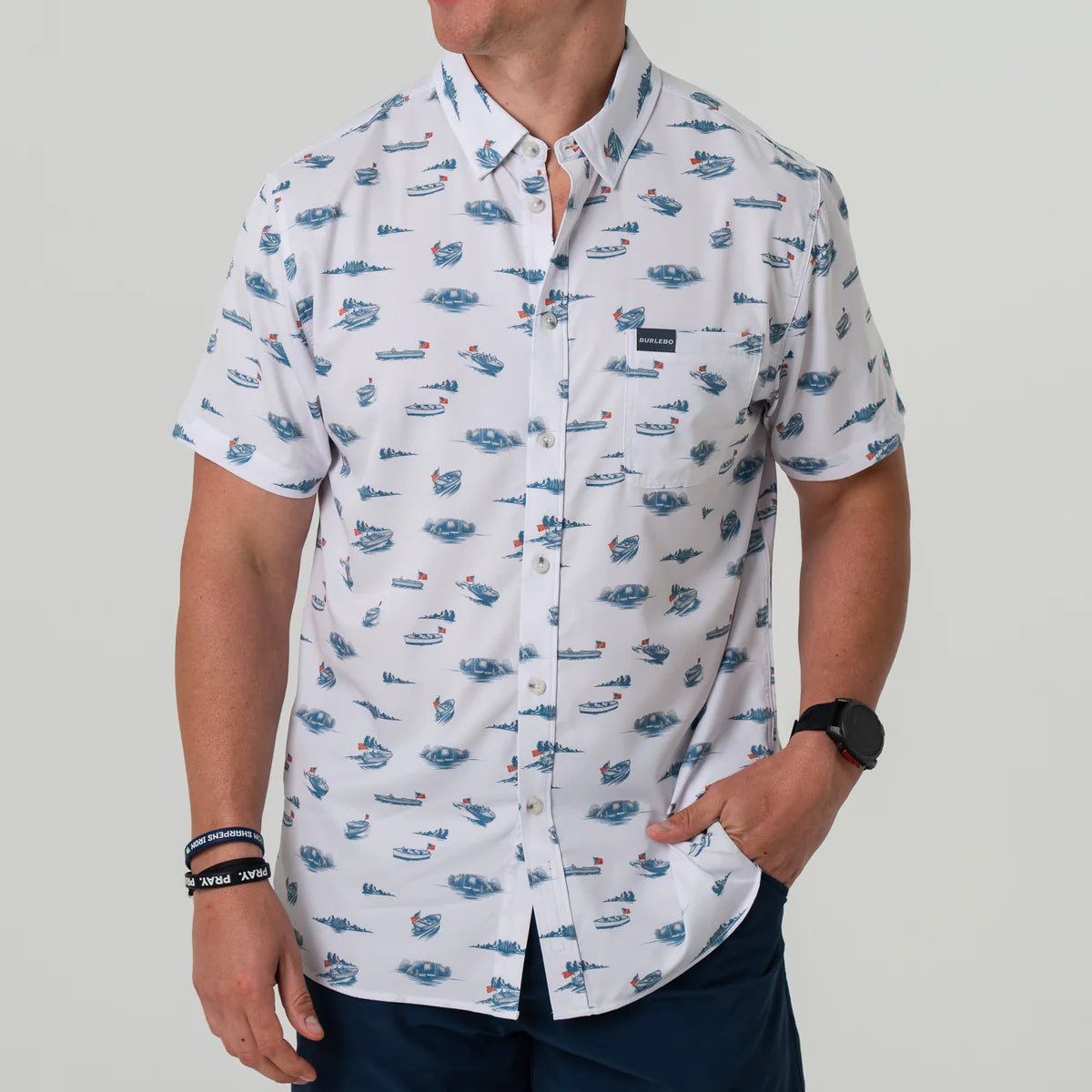 Lake Weekend- Performance Button Up by Burlebo