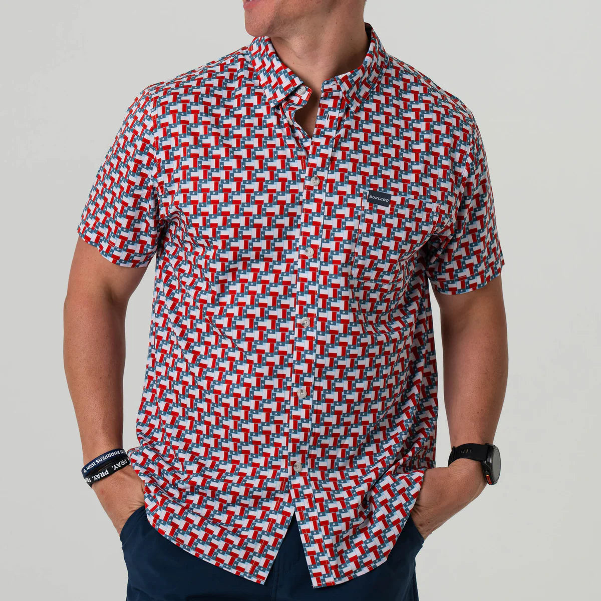 Texas Flags- Performance Button Up by Burlebo