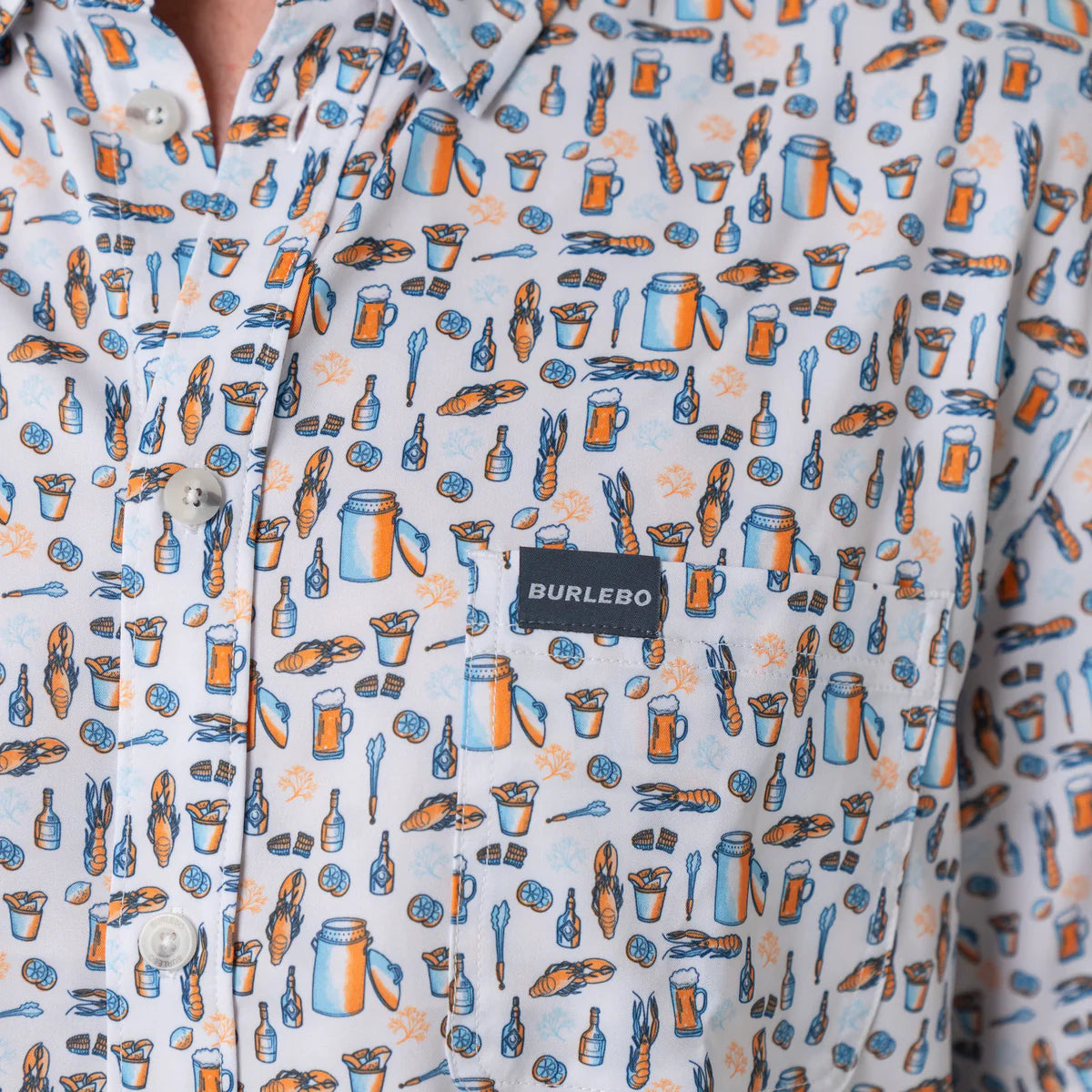 Performance Button Up- Crawfish Boil By Burlebo