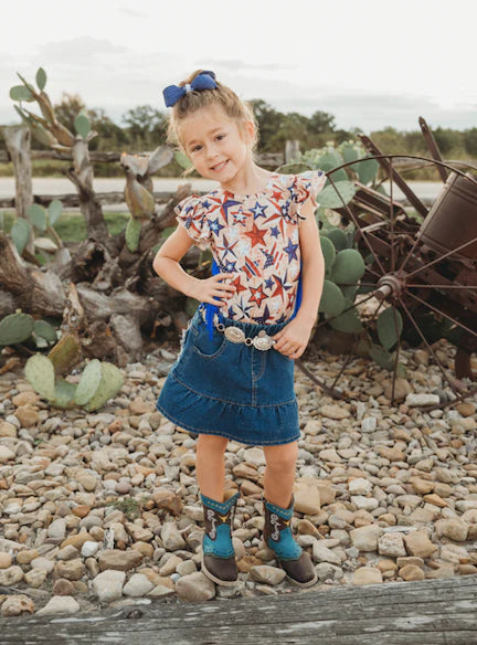 Little Girl's Ruffled Denim Skirt - Main Image
