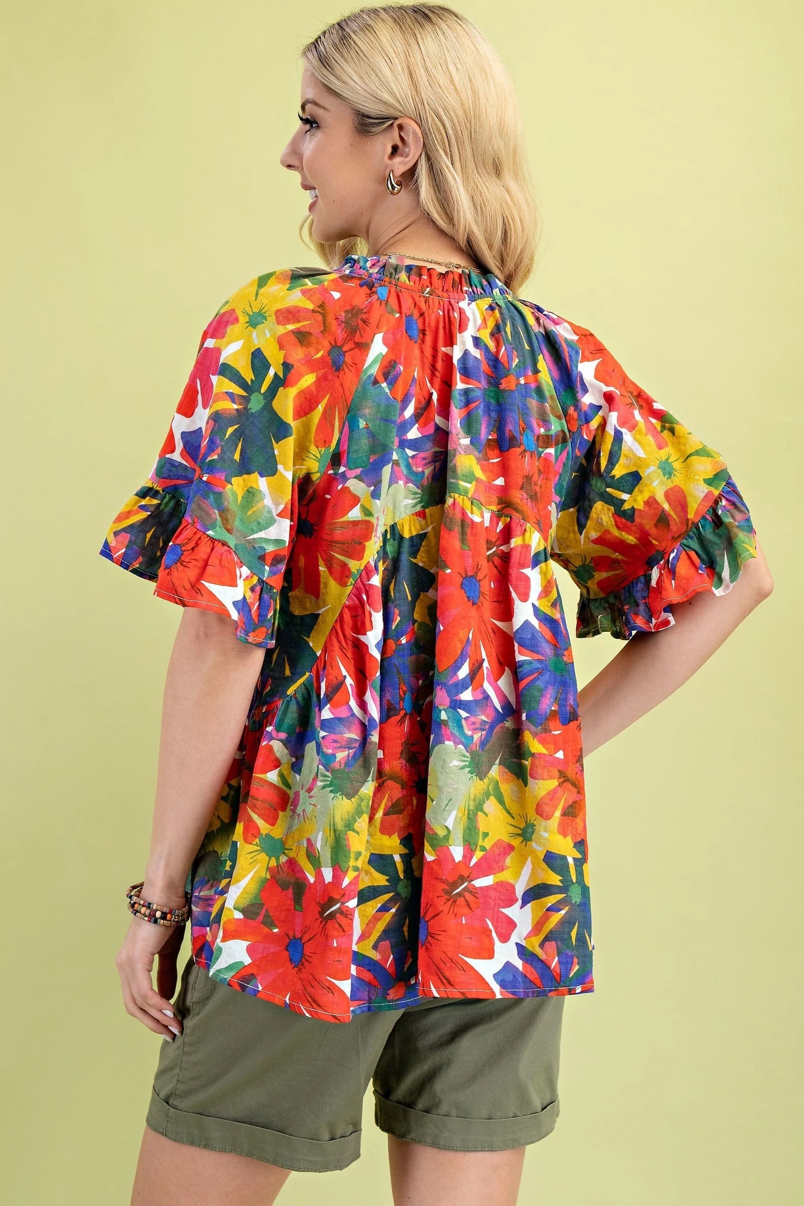 Red Mix Boho Bloom Rosette Top