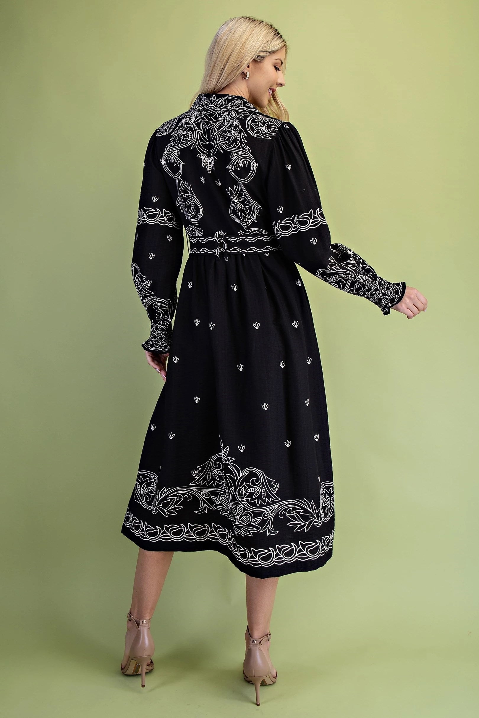 Black w/ White Midi Shirt Dress