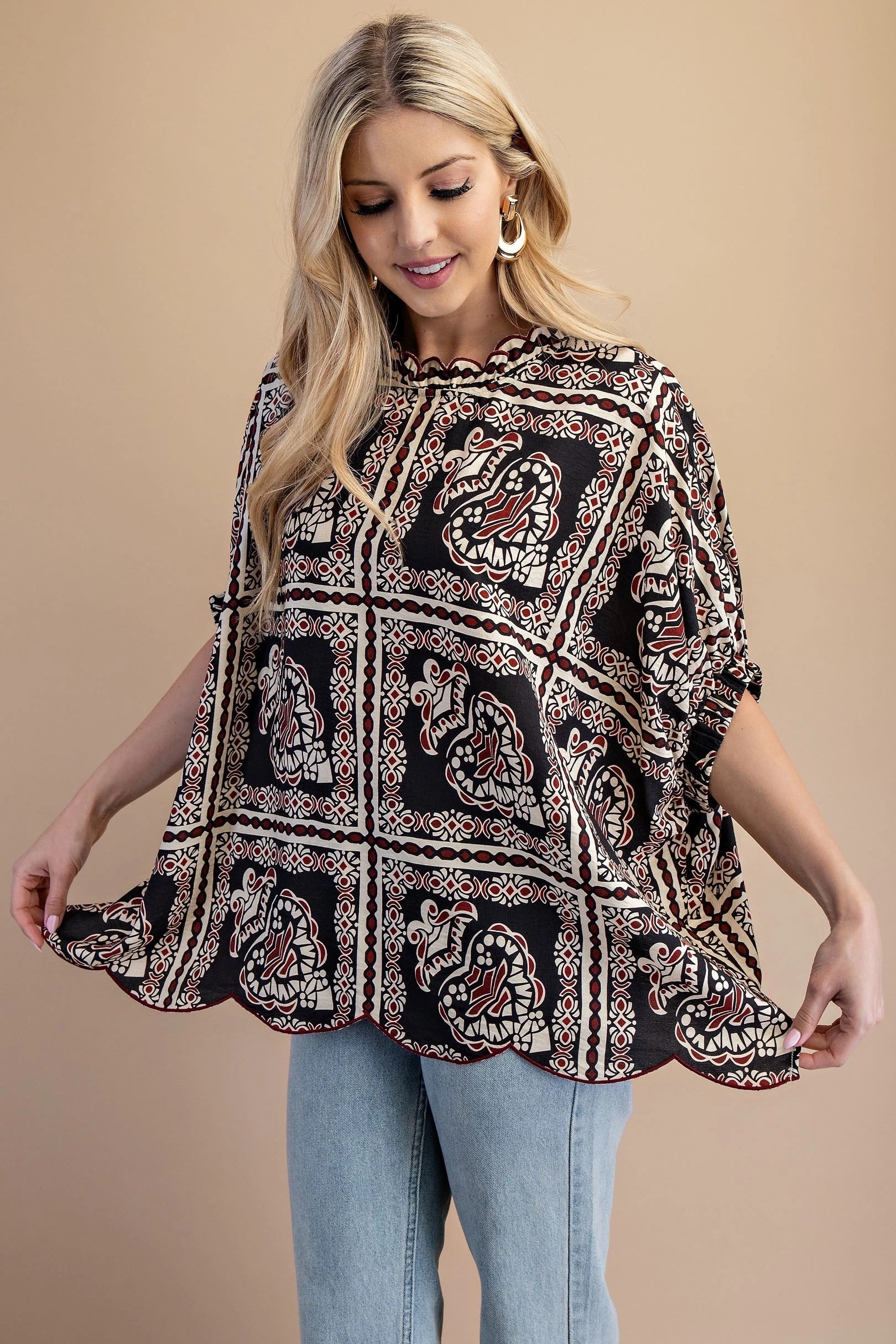 Black Mix Dolman Sleeve Blouse