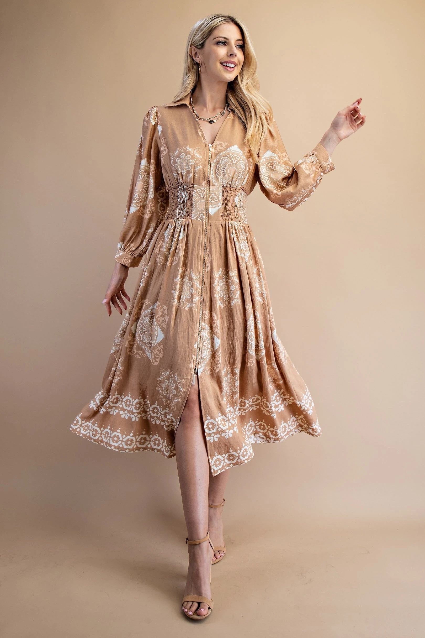 Little Tile Print Midi Dress