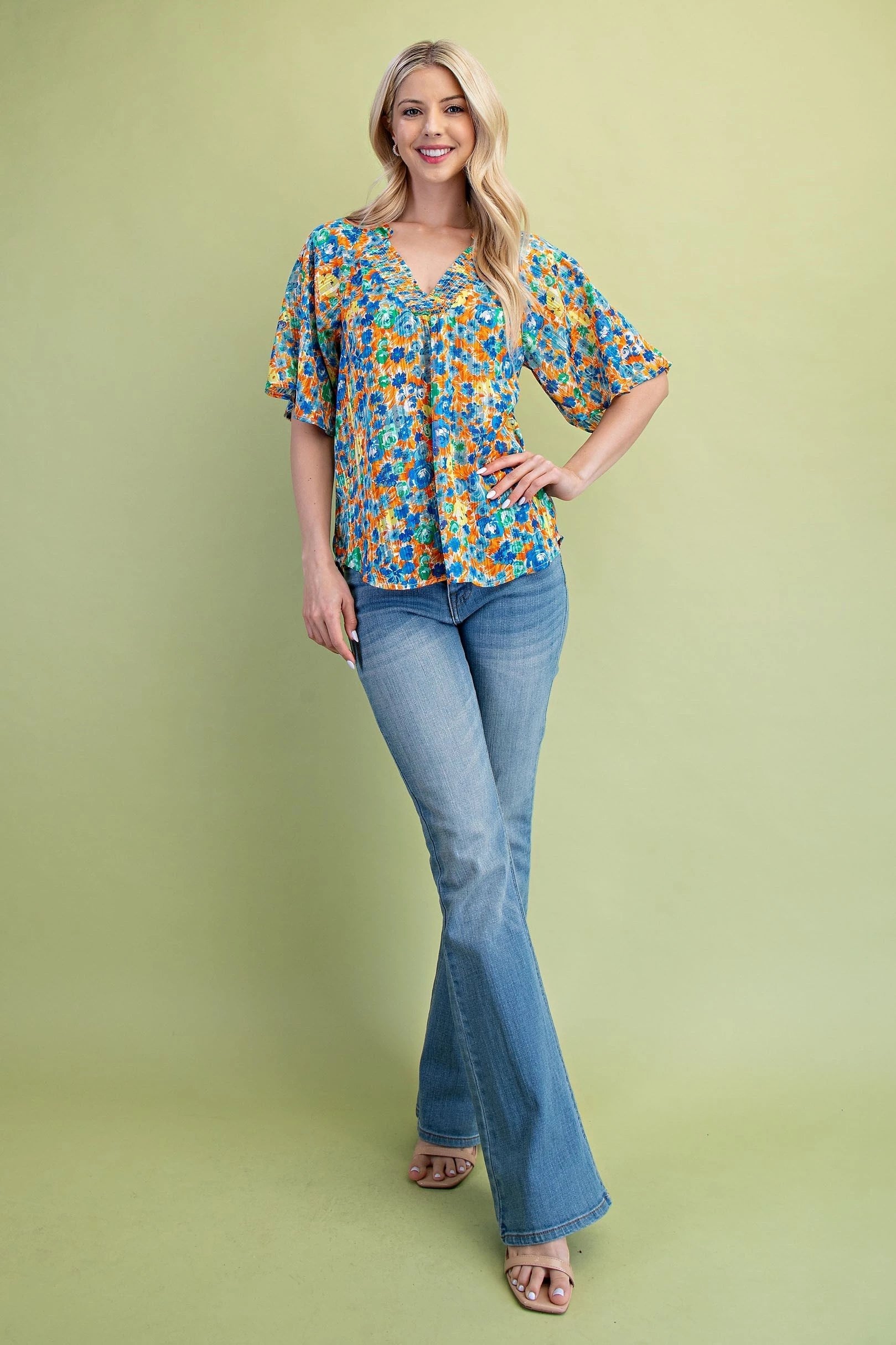 Sunset Bloom Lurex Blouse