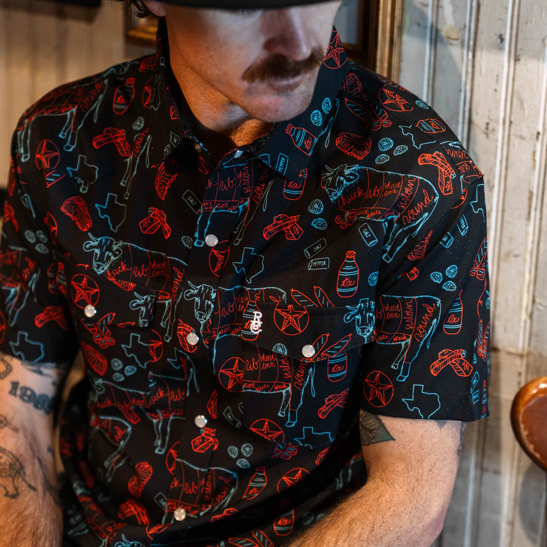 Raised by Coyotes Tx BBQ Nights Pearl Snap