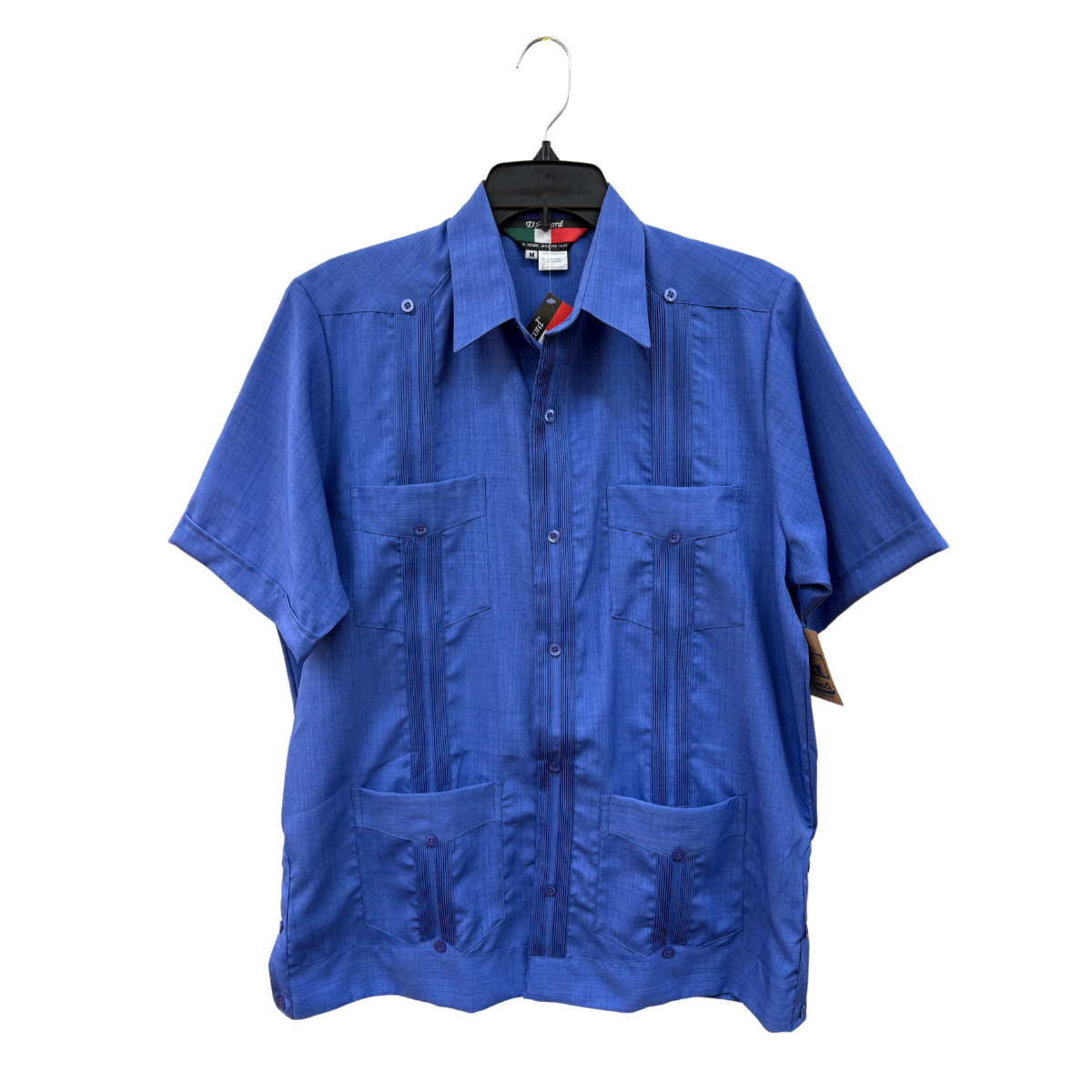 Men's Micro Fiber Linen Look Nautical Blue Guayabera
