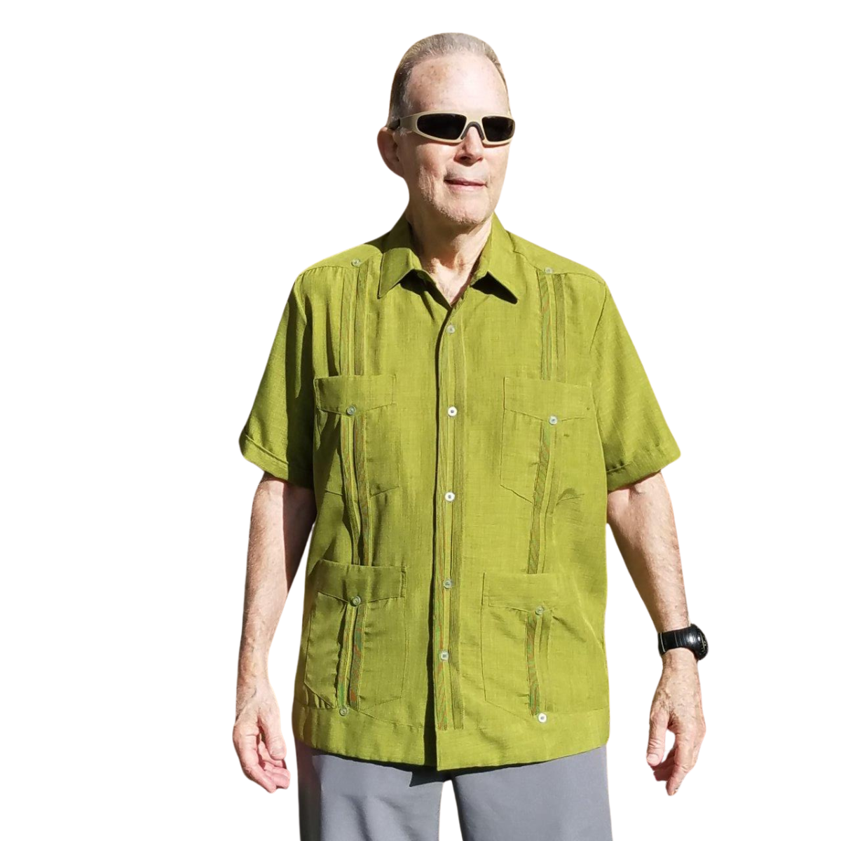 Men's Olive Short Sleeve Guayabera