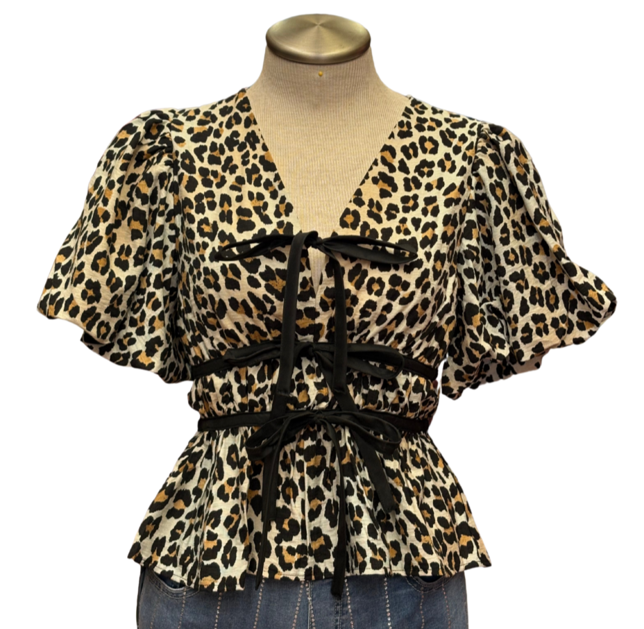 Cream Animal Print Top by Entro